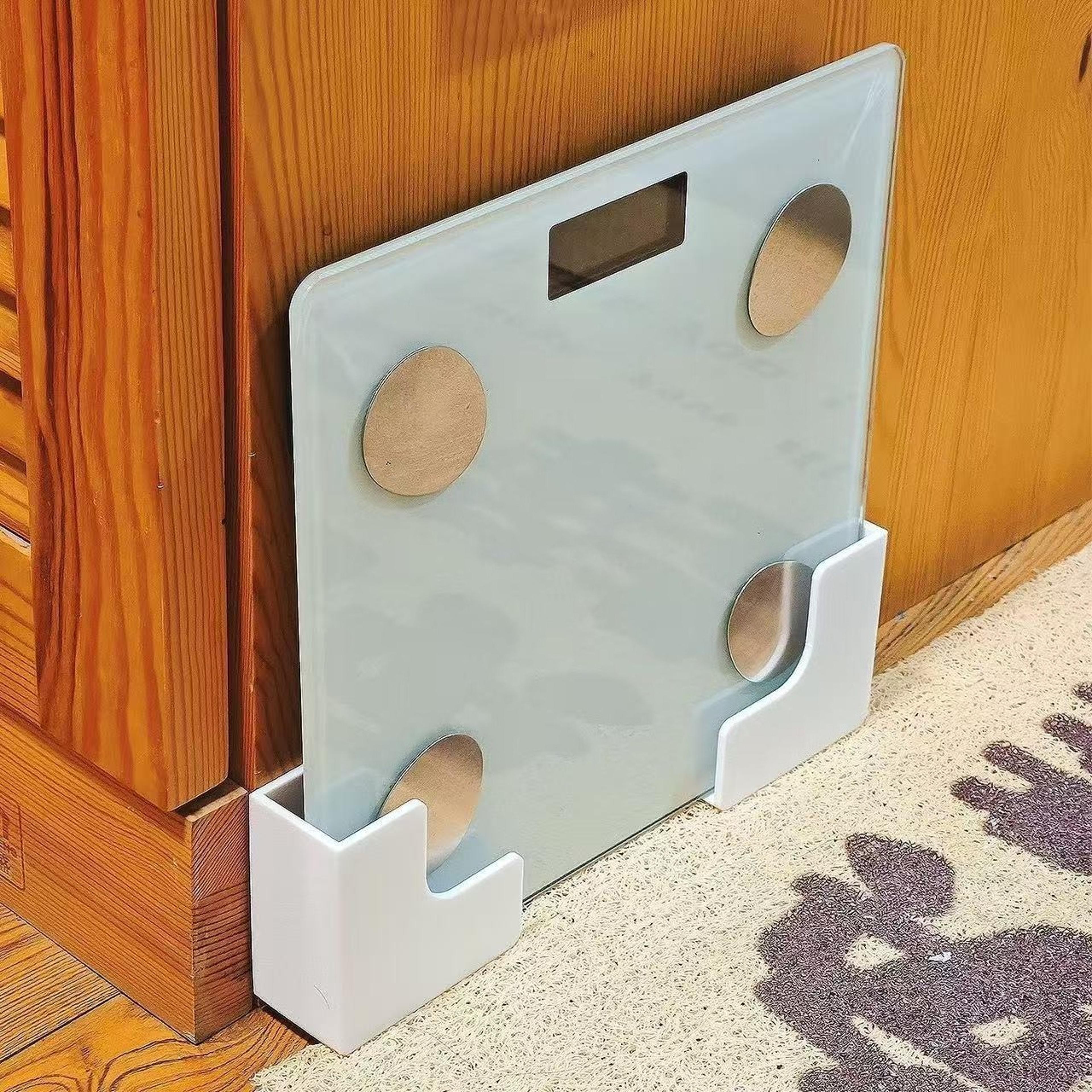 wall mounted scale holder no drill bathroom scale organizer