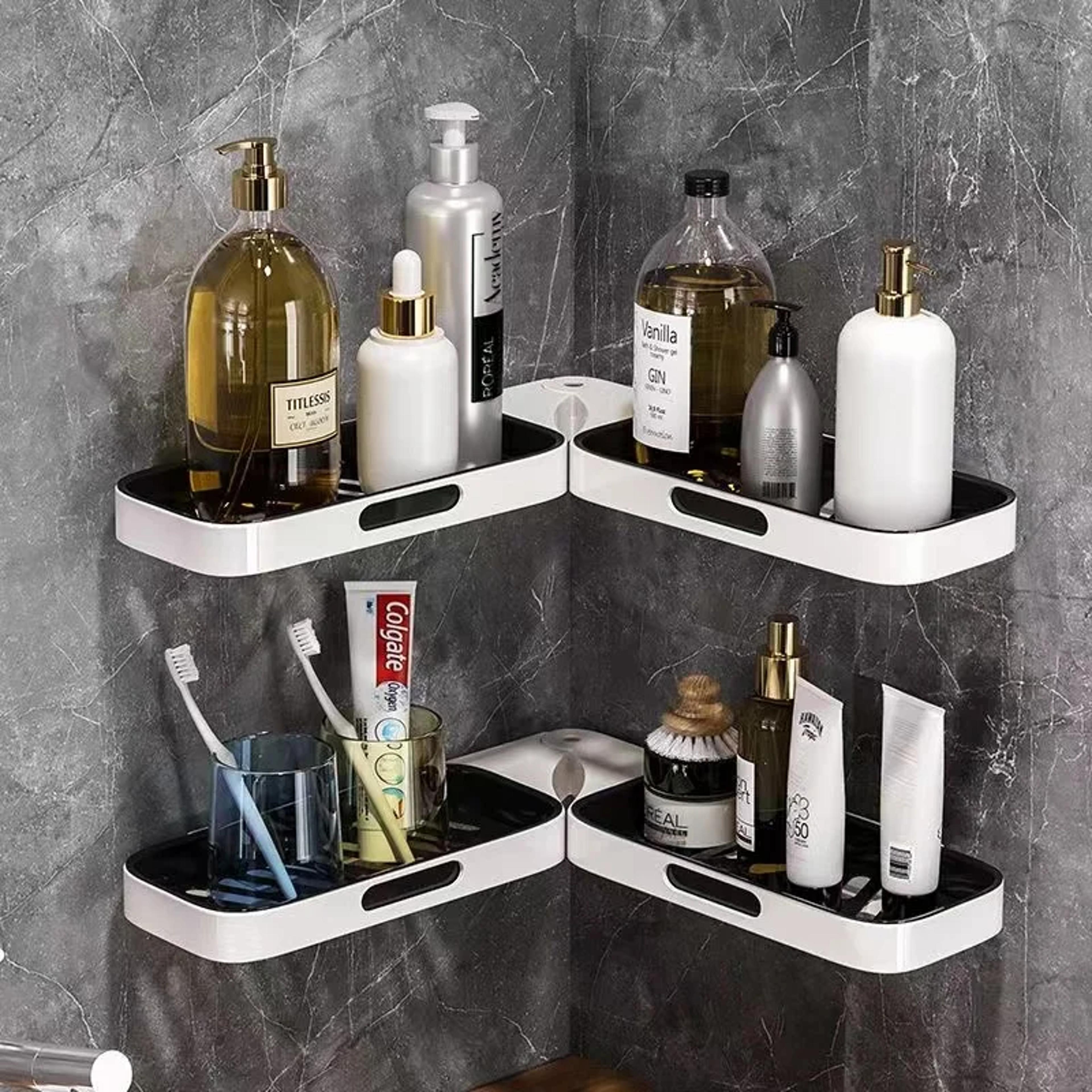 180 degree rotating corner shower caddy punch free bathroom wall shelf