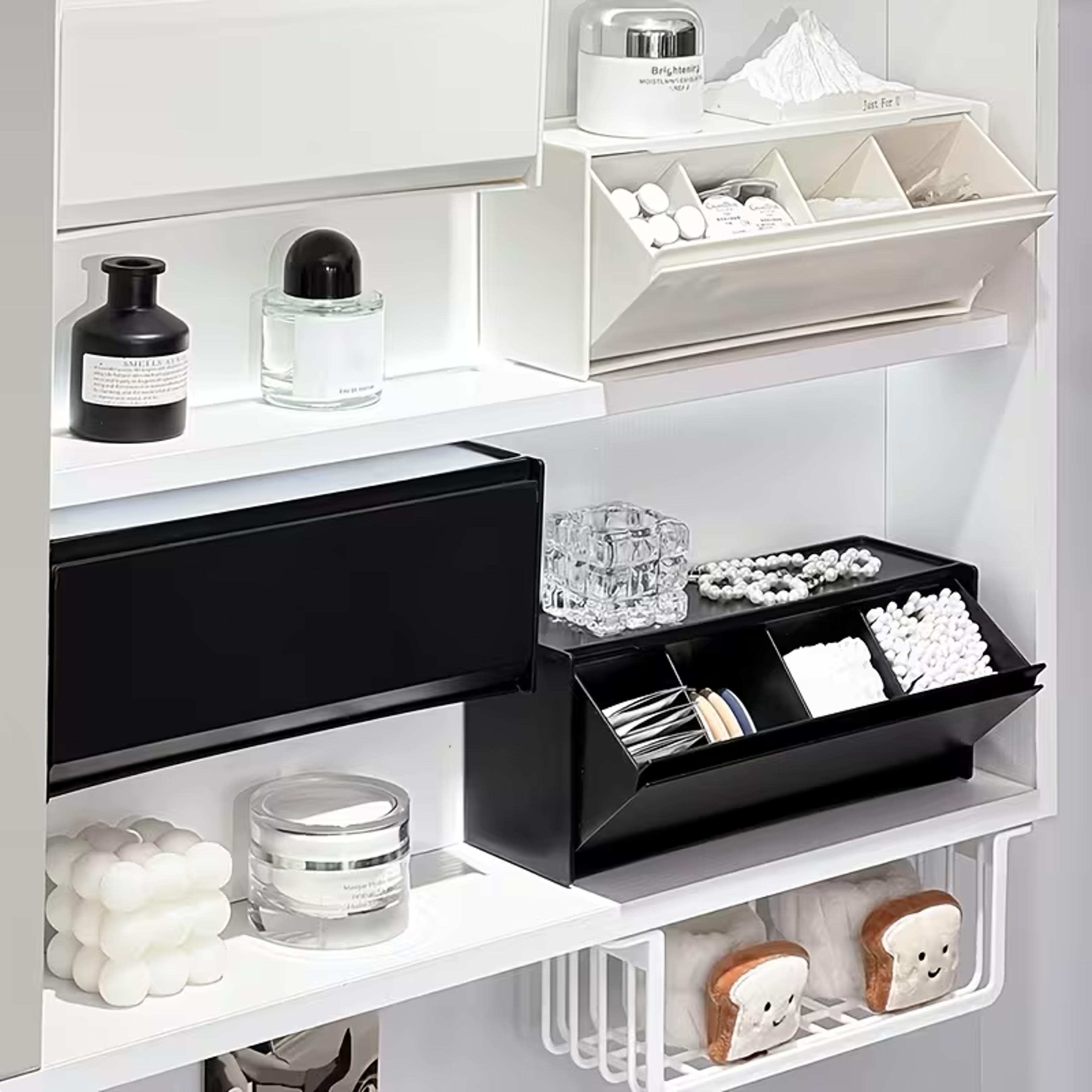 wall mounted bathroom organizer flip top cotton pad and makeup storage box