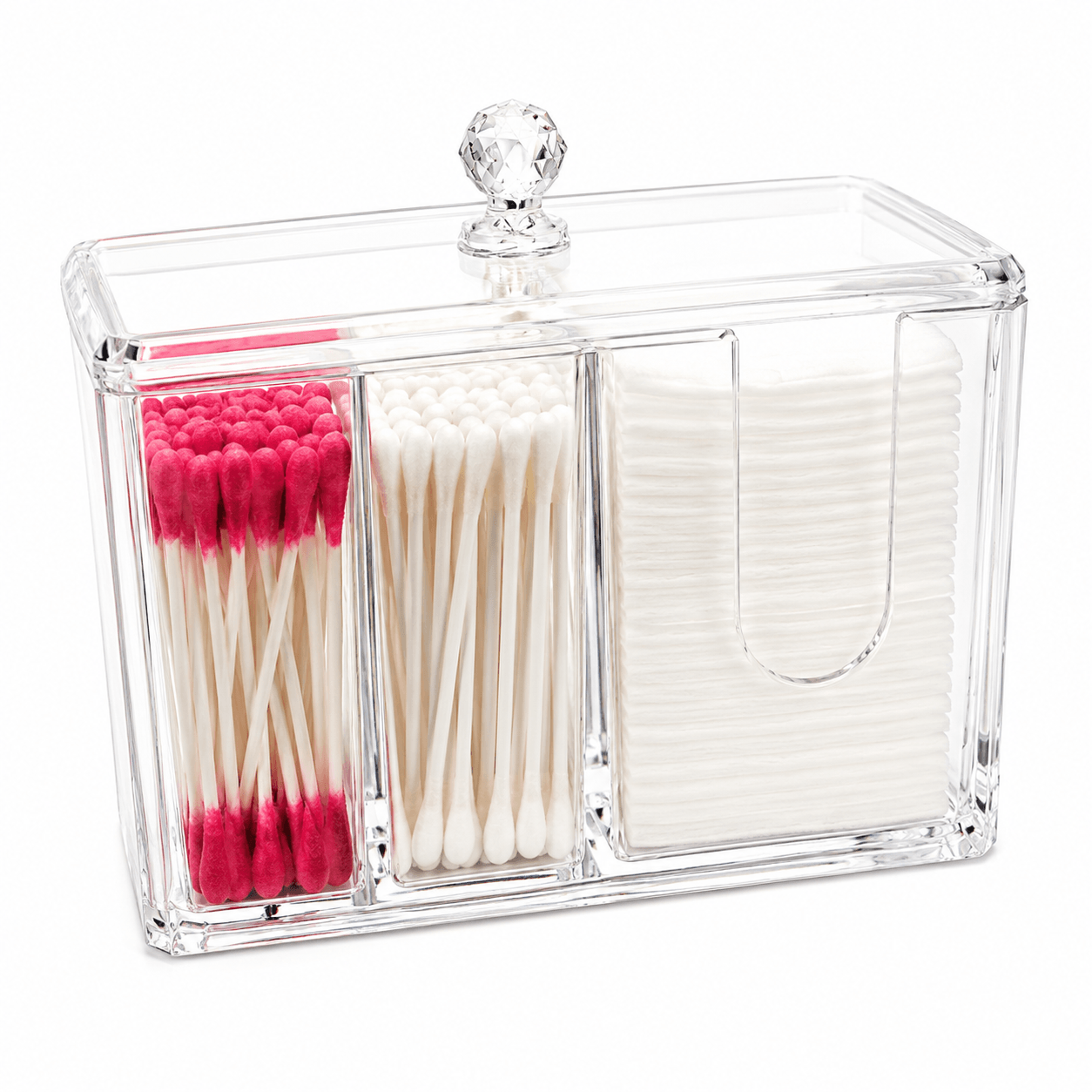 clear acrylic cotton swab holder dustproof bathroom vanity organizer