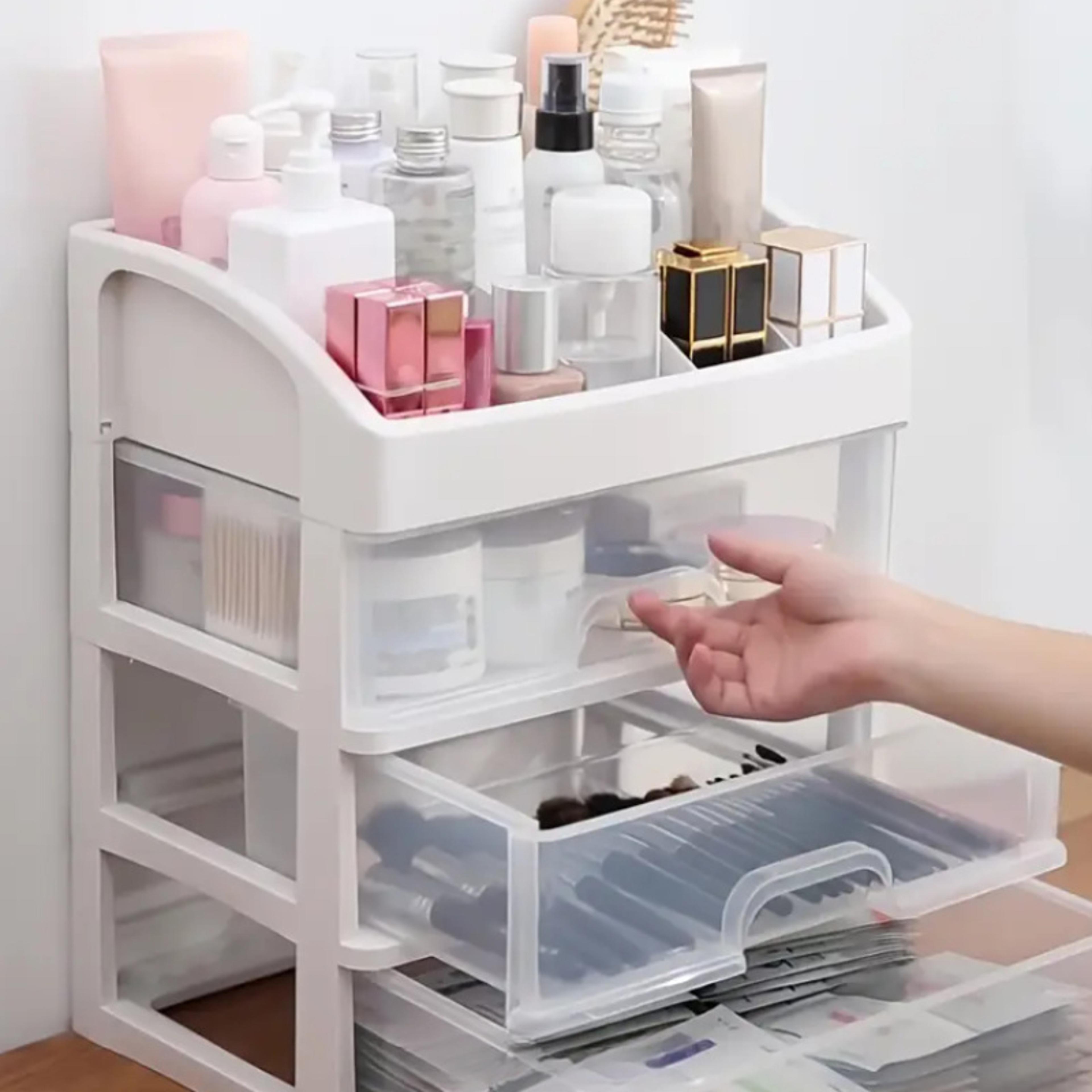 multi layer makeup organizer with drawers clear cosmetic and desktop storage box