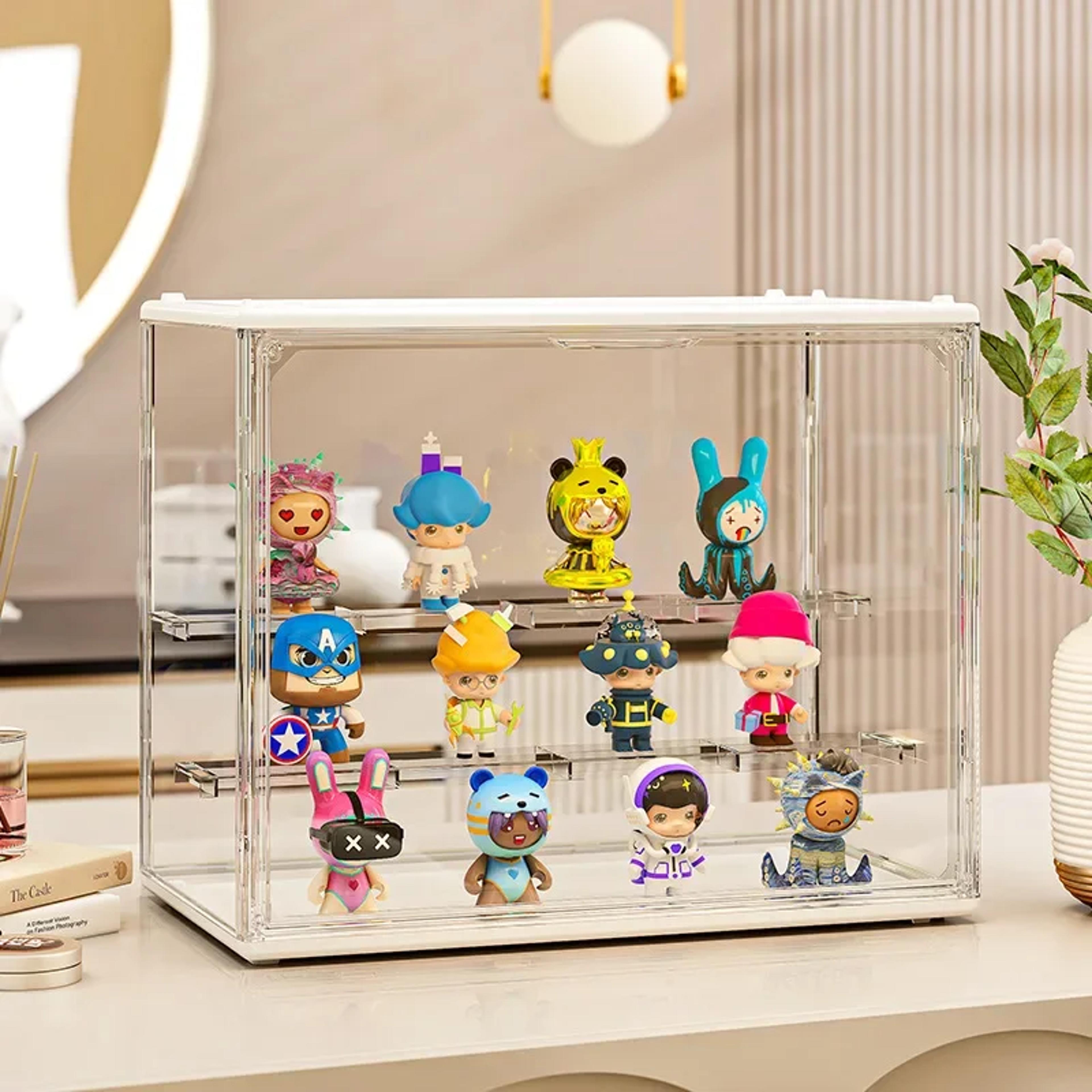 large capacity acrylic figure display case clear blind box organizer for collectibles