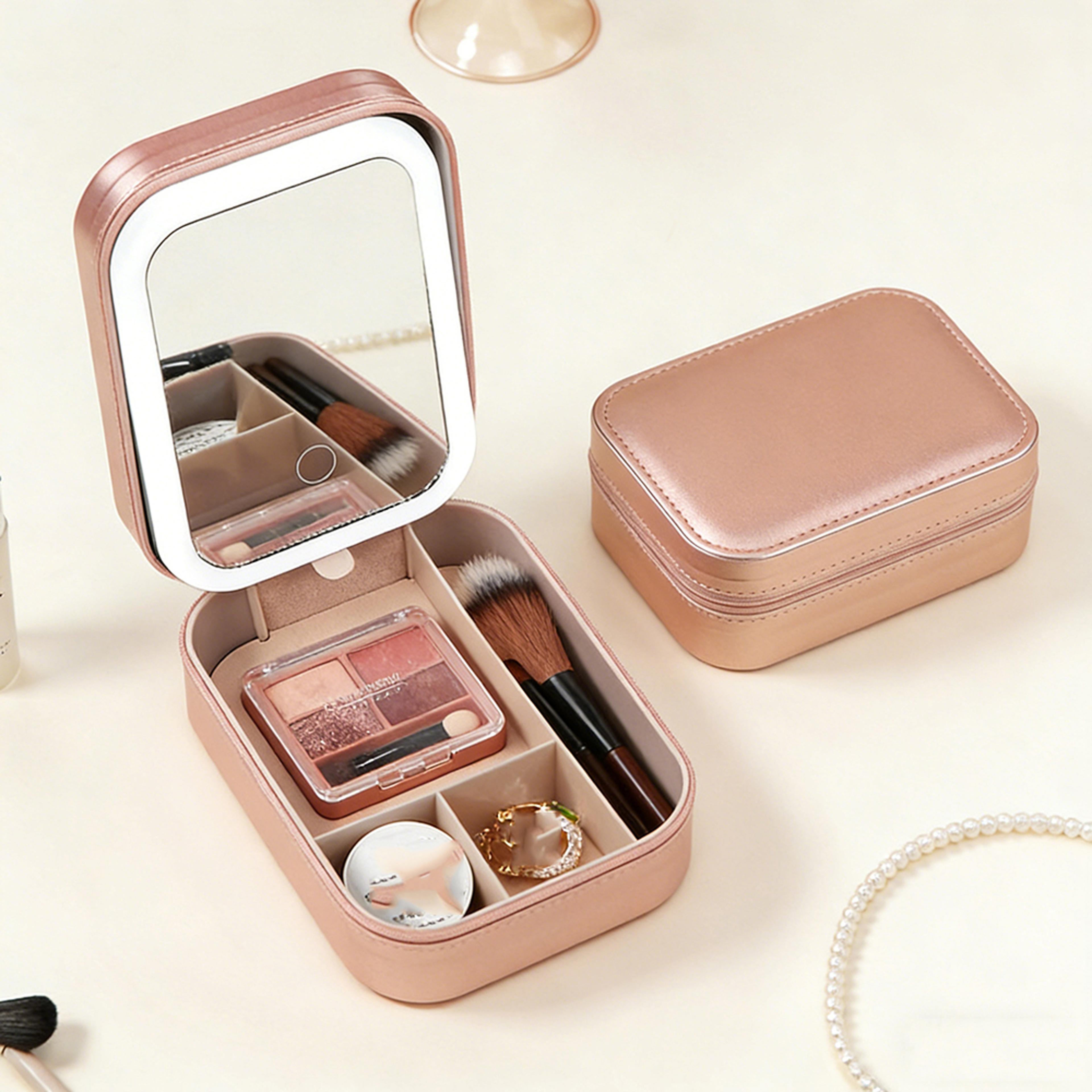airfriend travel makeup bag with lighted makeup mirror and cosmetic organizer