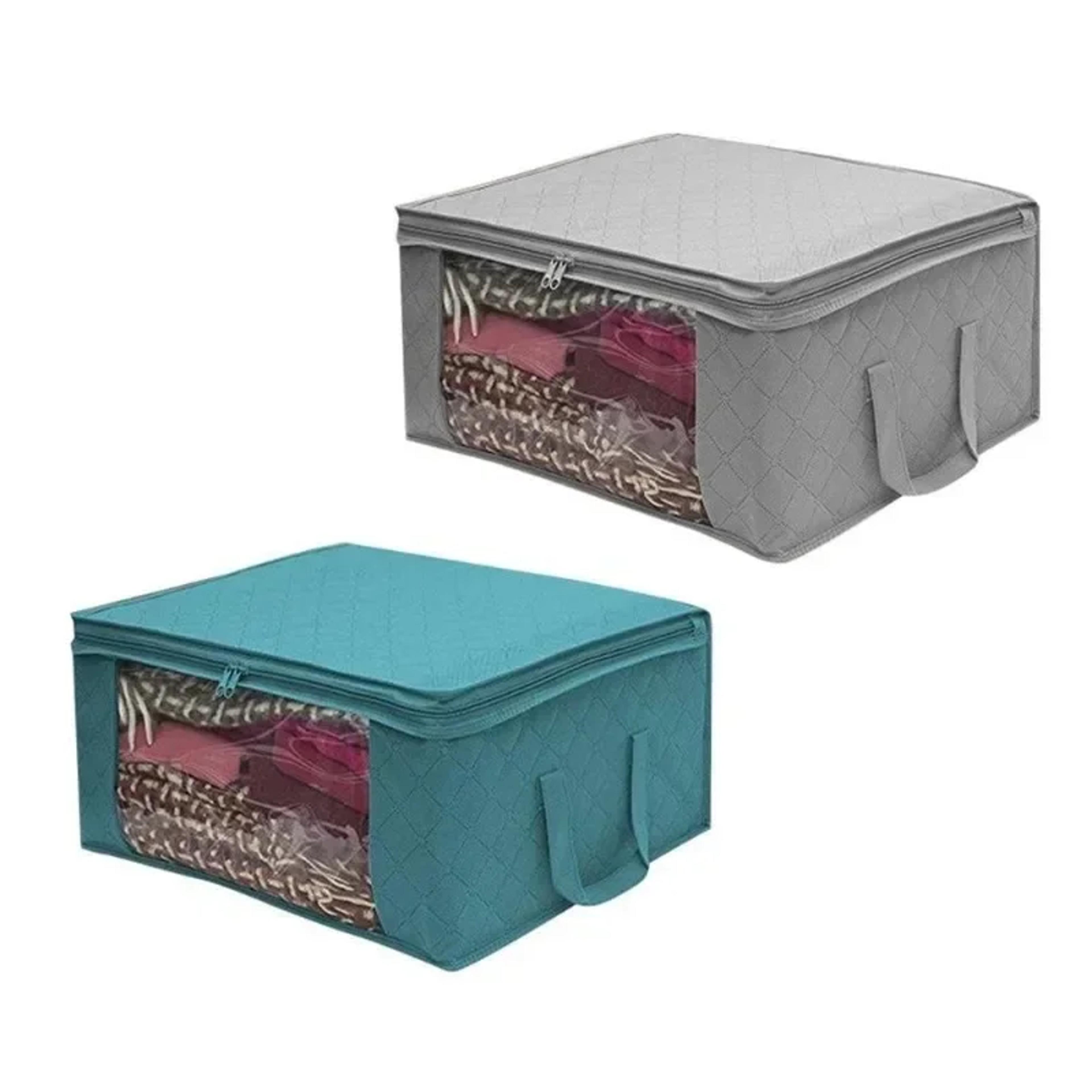foldable clothes storage bag with clear window and handles for blankets, quilts and closet organization