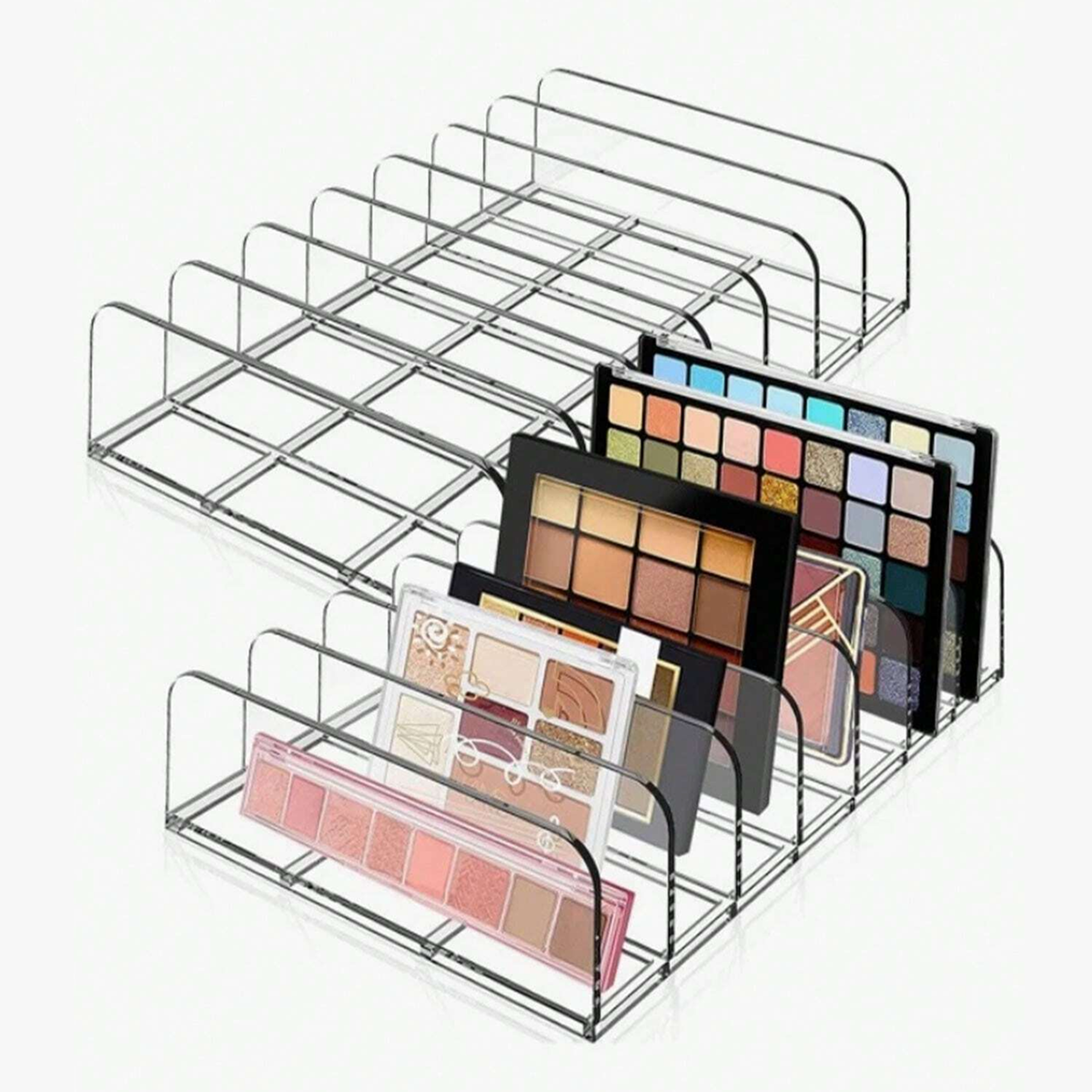 7 slot makeup organizer clear eyeshadow palette organizer for vanity and bathroom