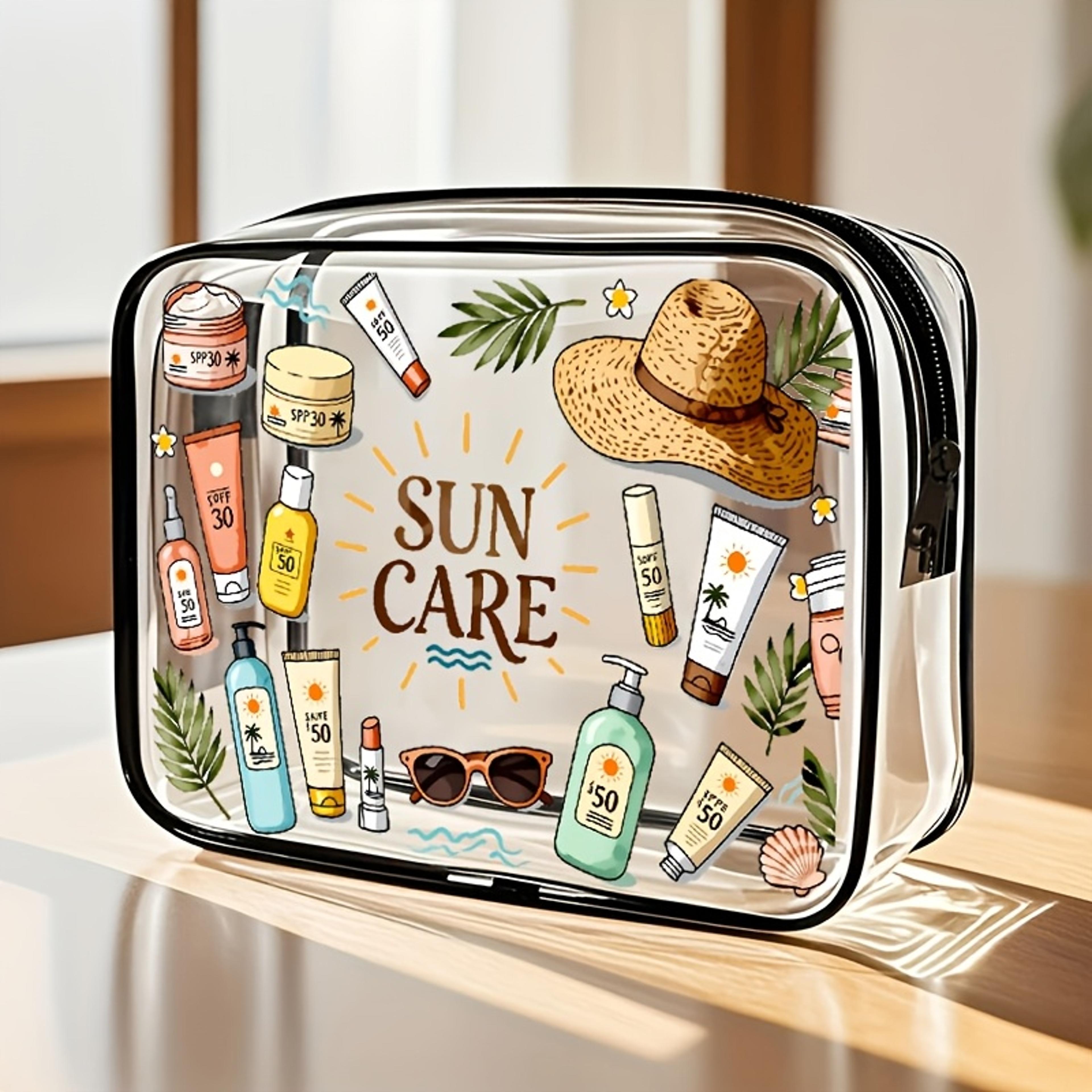 clear makeup bag travel toiletry organizer with zipper.