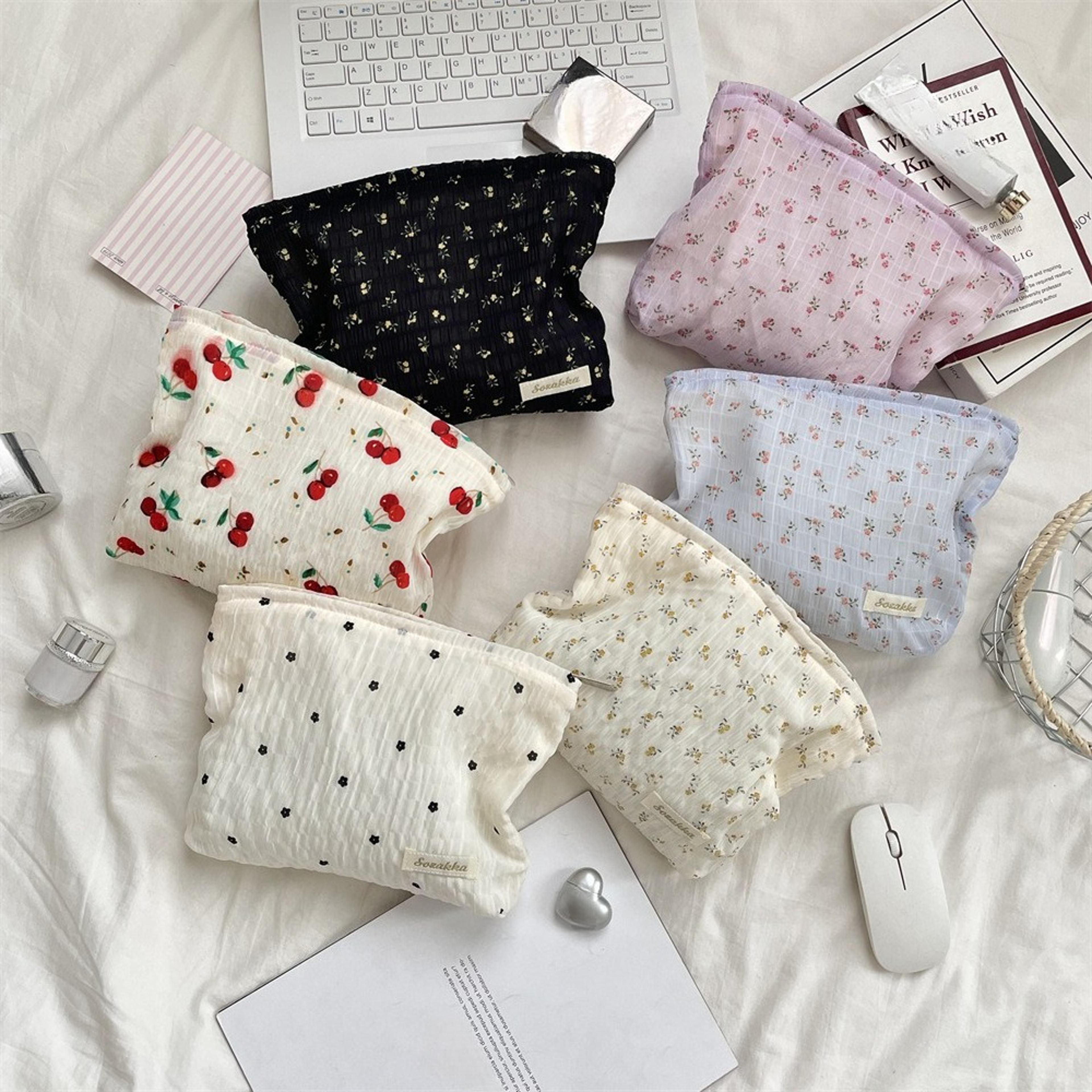 floral makeup bag portable travel cosmetic organizer and toiletry pouch