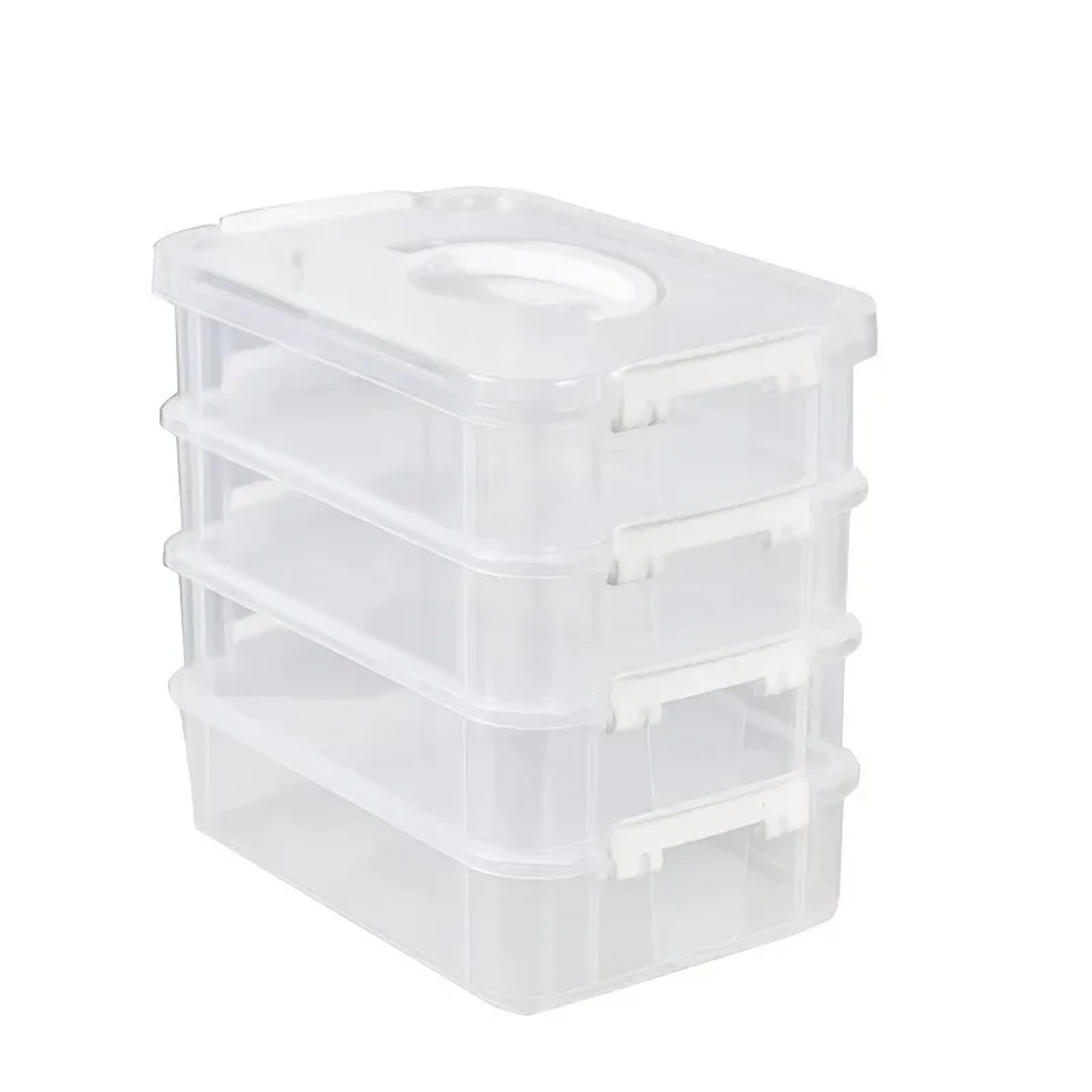extra large 4 tier stackable storage box clear toy and craft organizer with lid