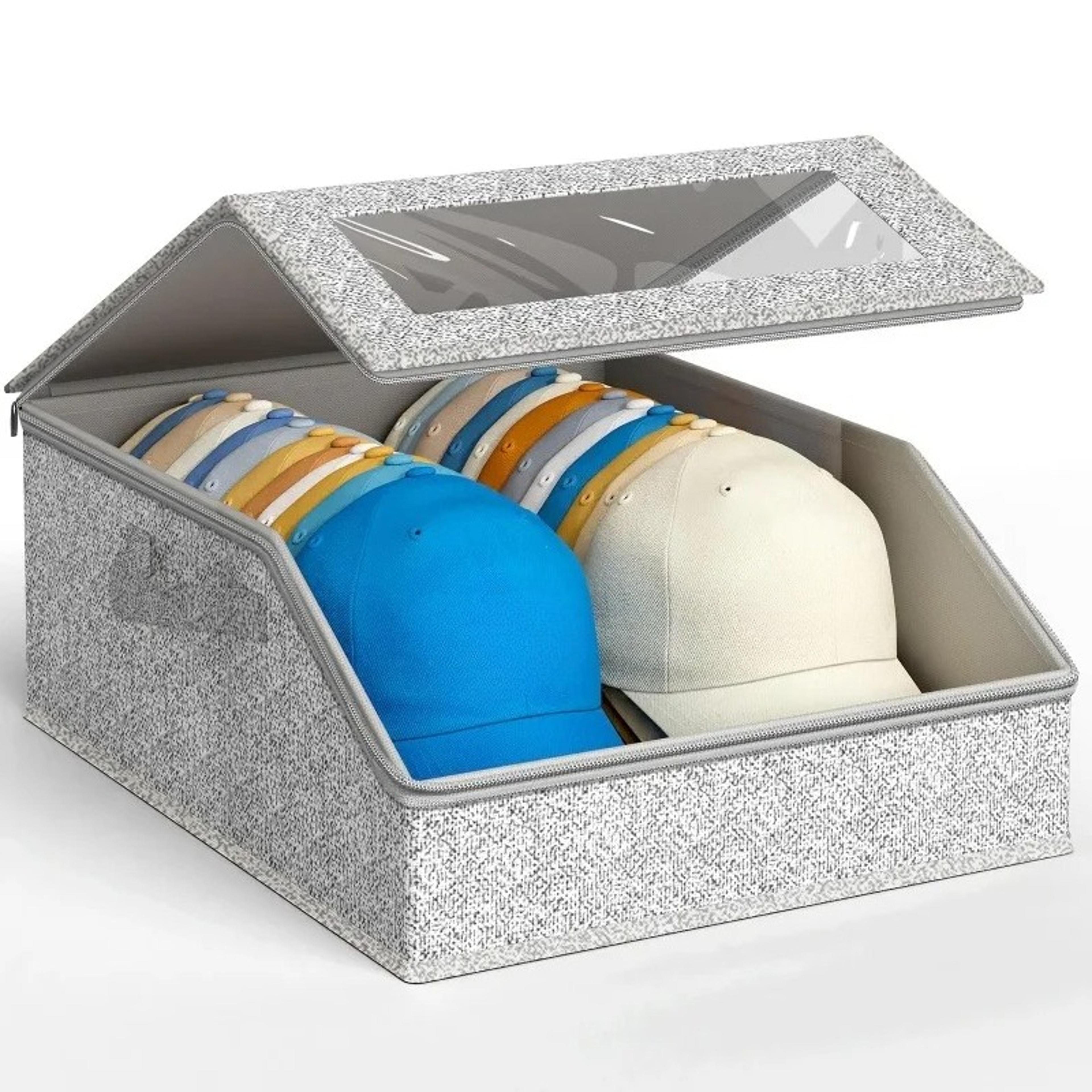 24 cap baseball cap organizer foldable dustproof hat storage box for closet