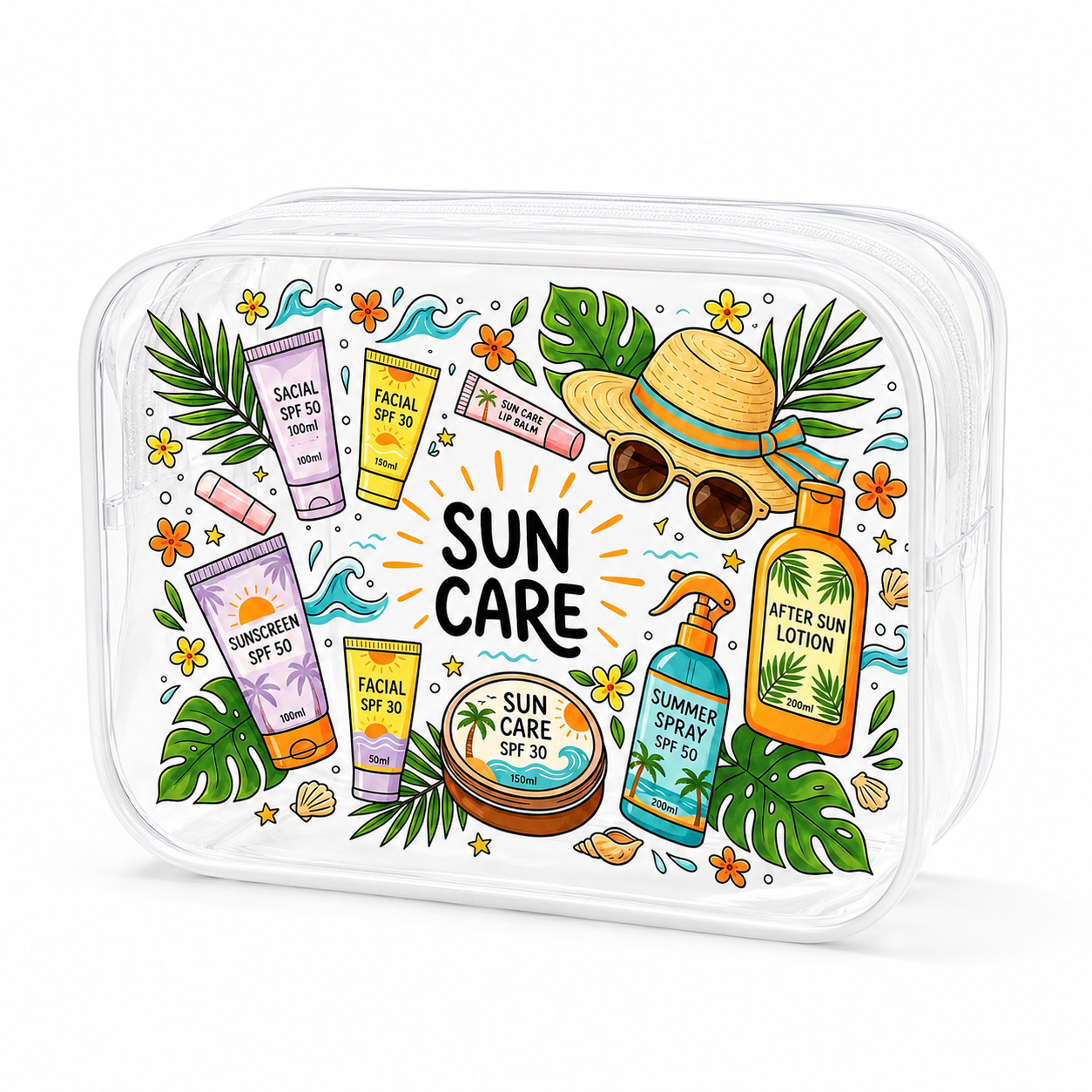 sun care clear pvc toiletry bag waterproof travel cosmetic organizer for women