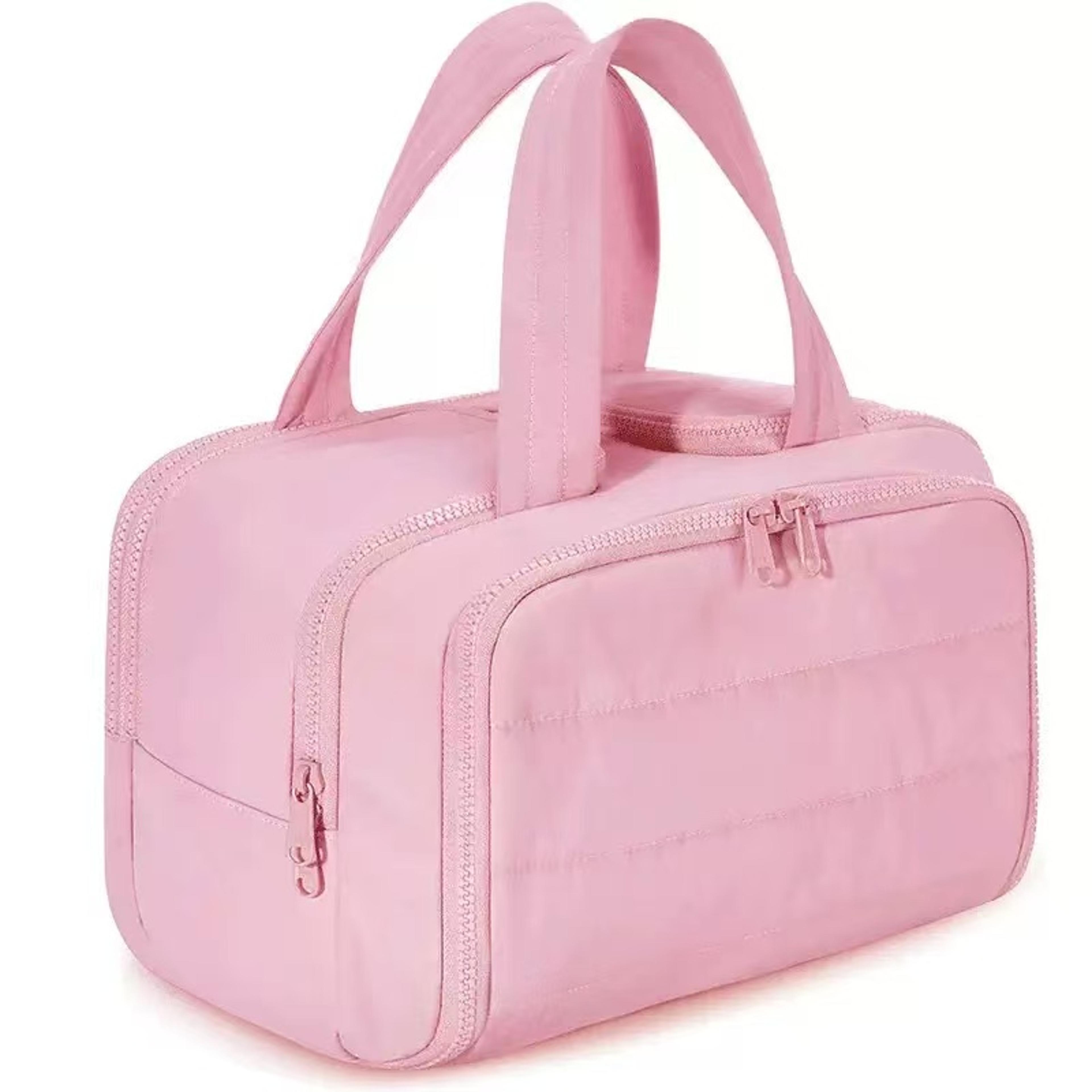 large capacity travel makeup bag with 4 compartments lightweight cosmetic organizer for women