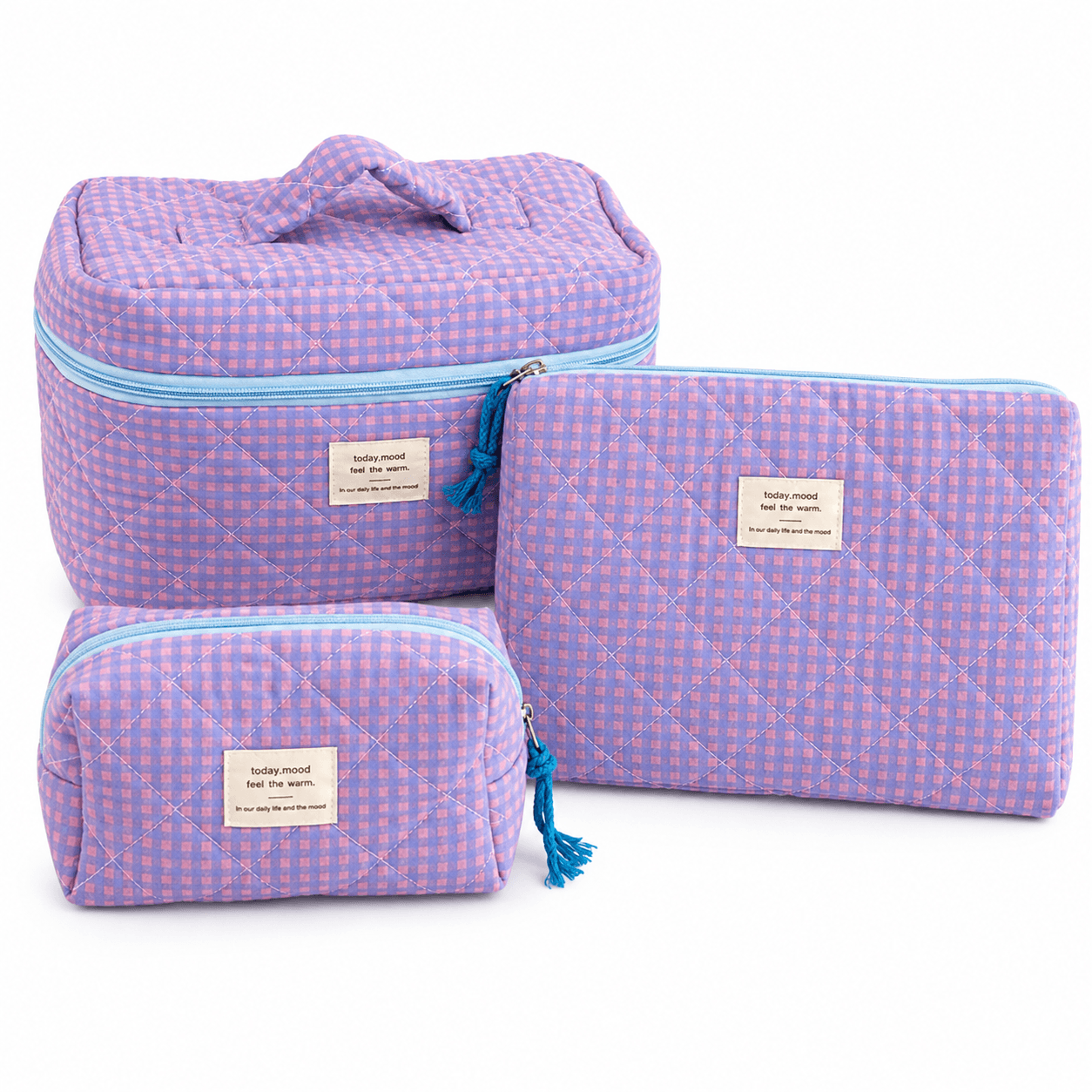 3 piece floral makeup bag set large capacity quilted travel cosmetic bag organizer