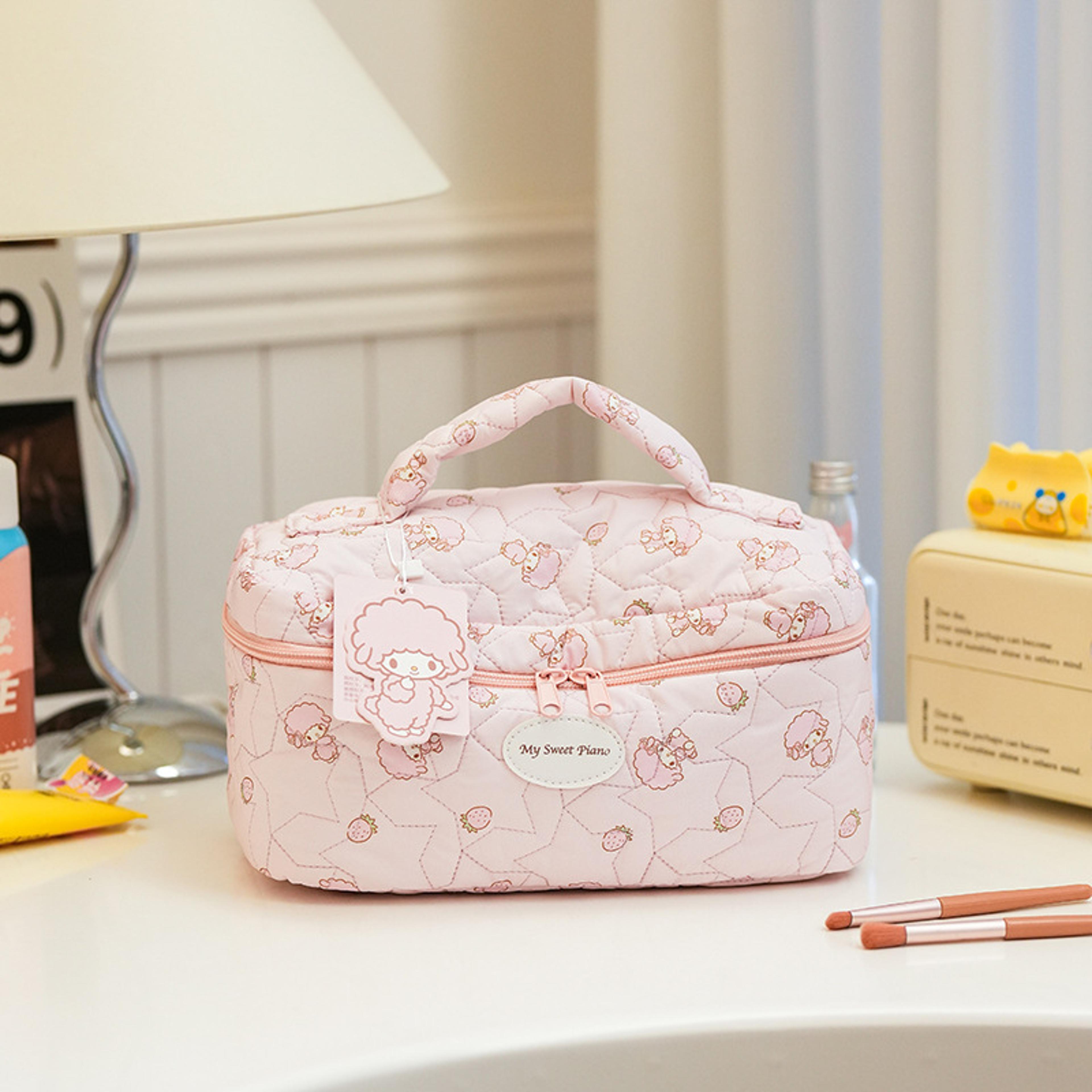 cute cinnamoroll quilted makeup bag portable travel cosmetic organizer