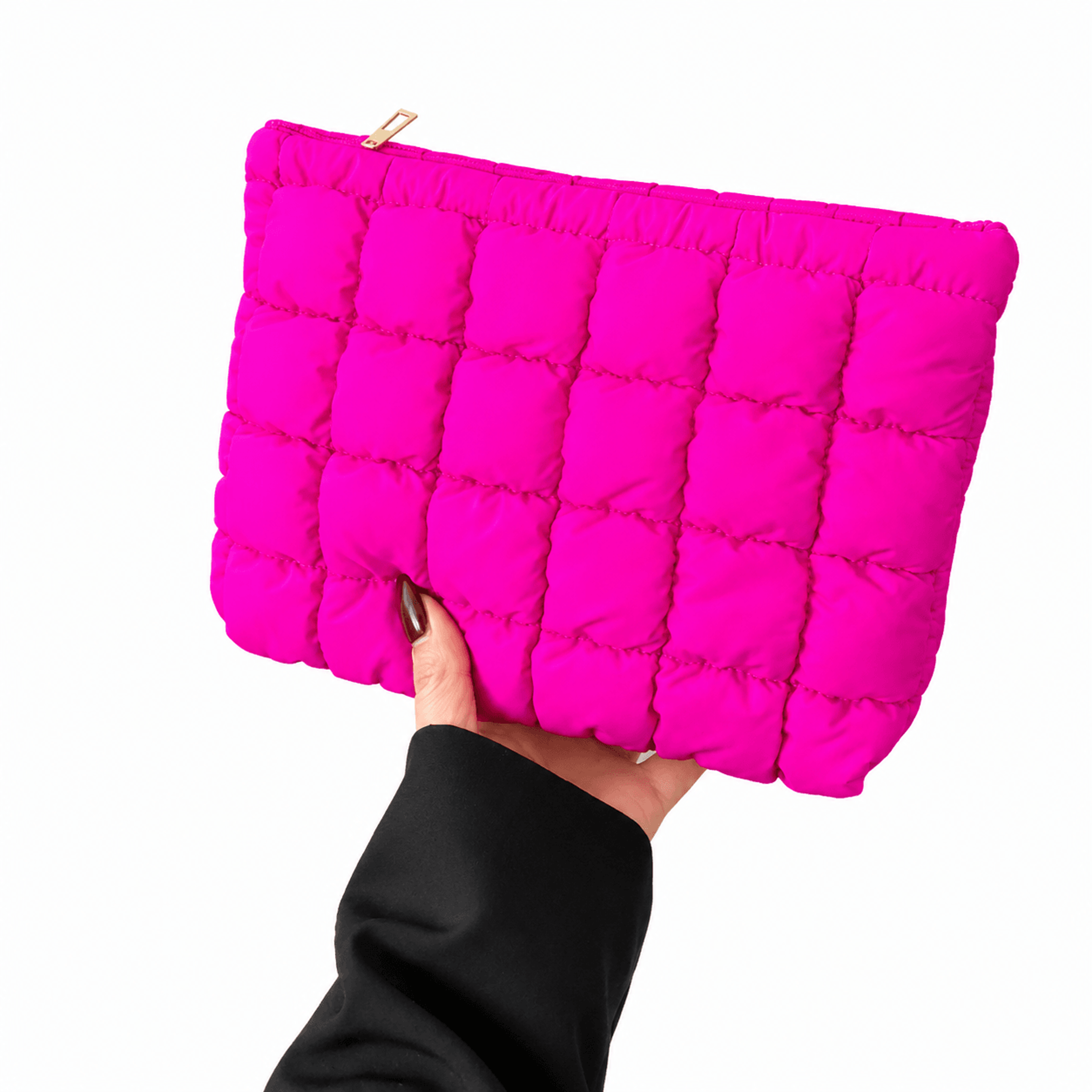 quilted makeup bag for women large cotton travel cosmetic organizer