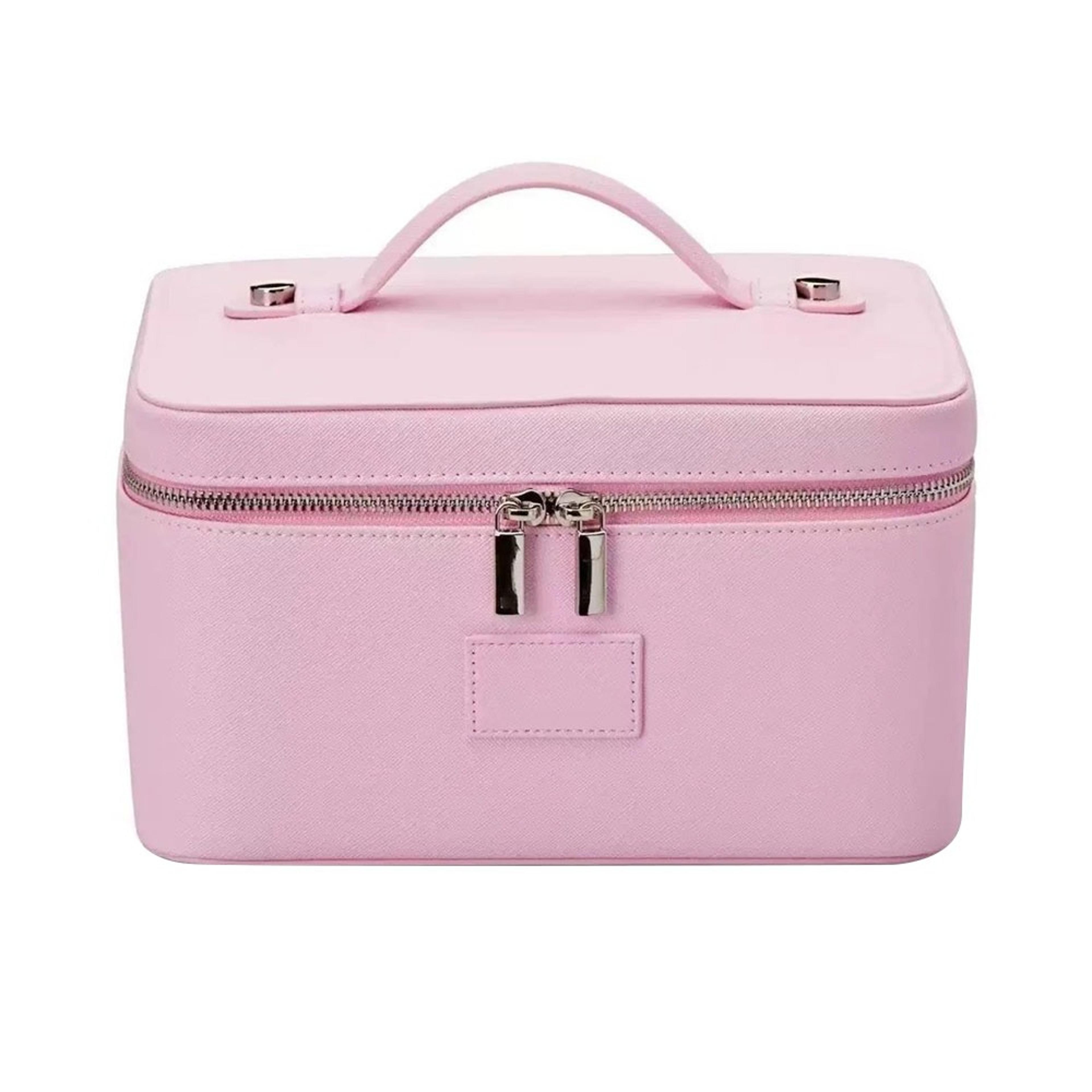 large capacity travel makeup bag with removable divider waterproof pu leather cosmetic organizer