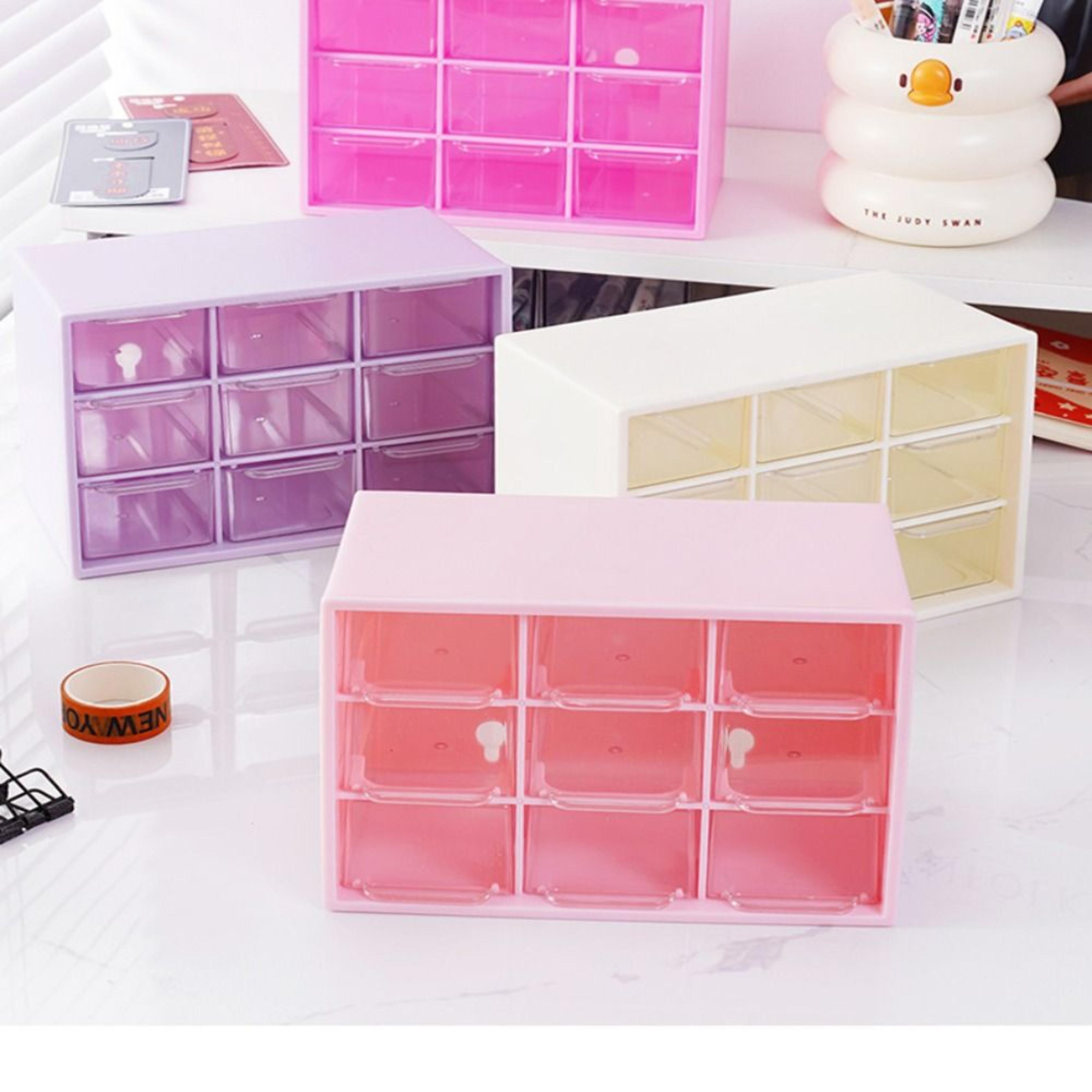 9 drawer mini desk organizer with clear drawers and wall mounted storage