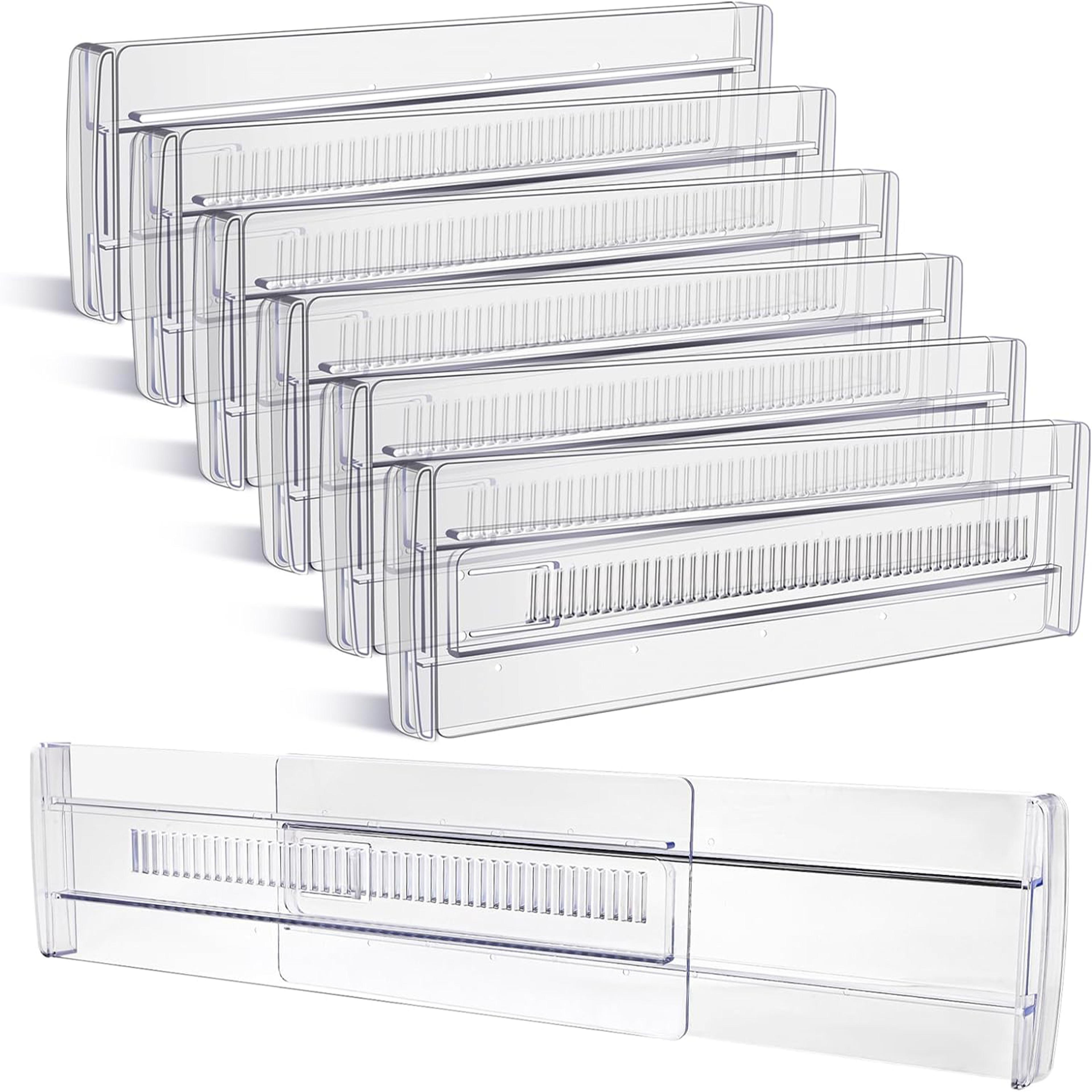 6 pack adjustable clear drawer dividers expandable drawer organizer for kitchen and dresser