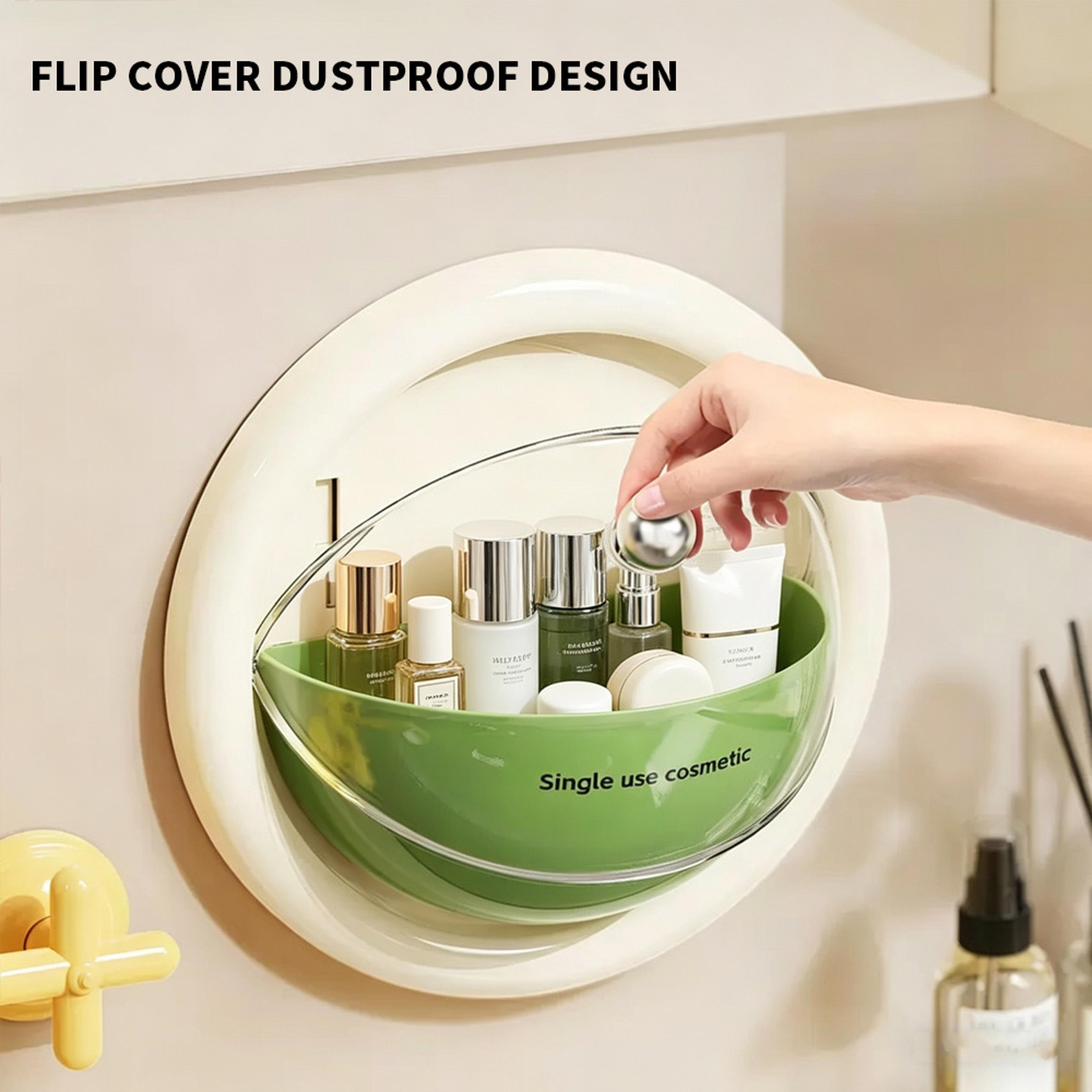 dustproof wall mounted makeup organizer transparent bathroom cosmetic storage box
