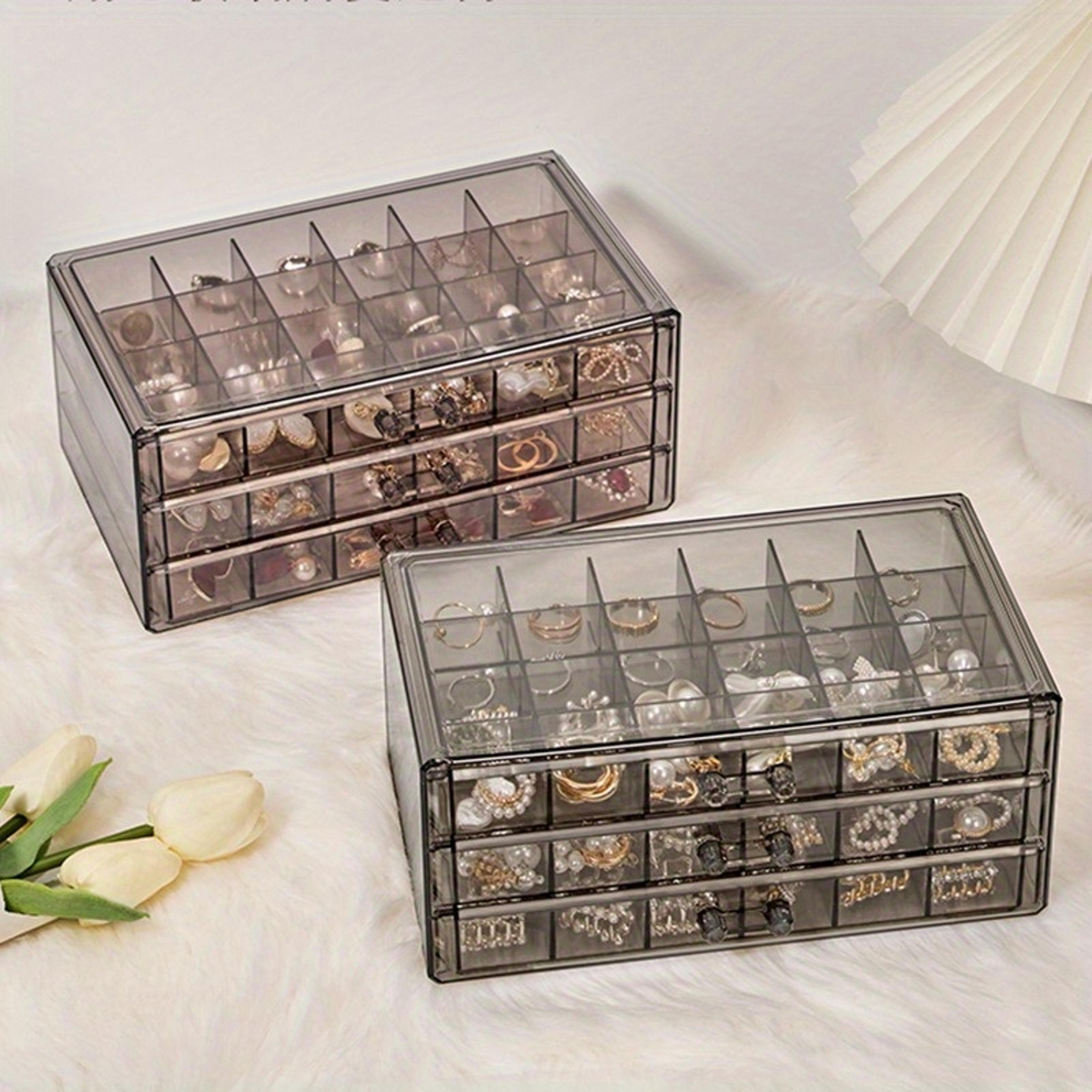 clear acrylic jewelry organizer with drawers for rings earrings and necklaces