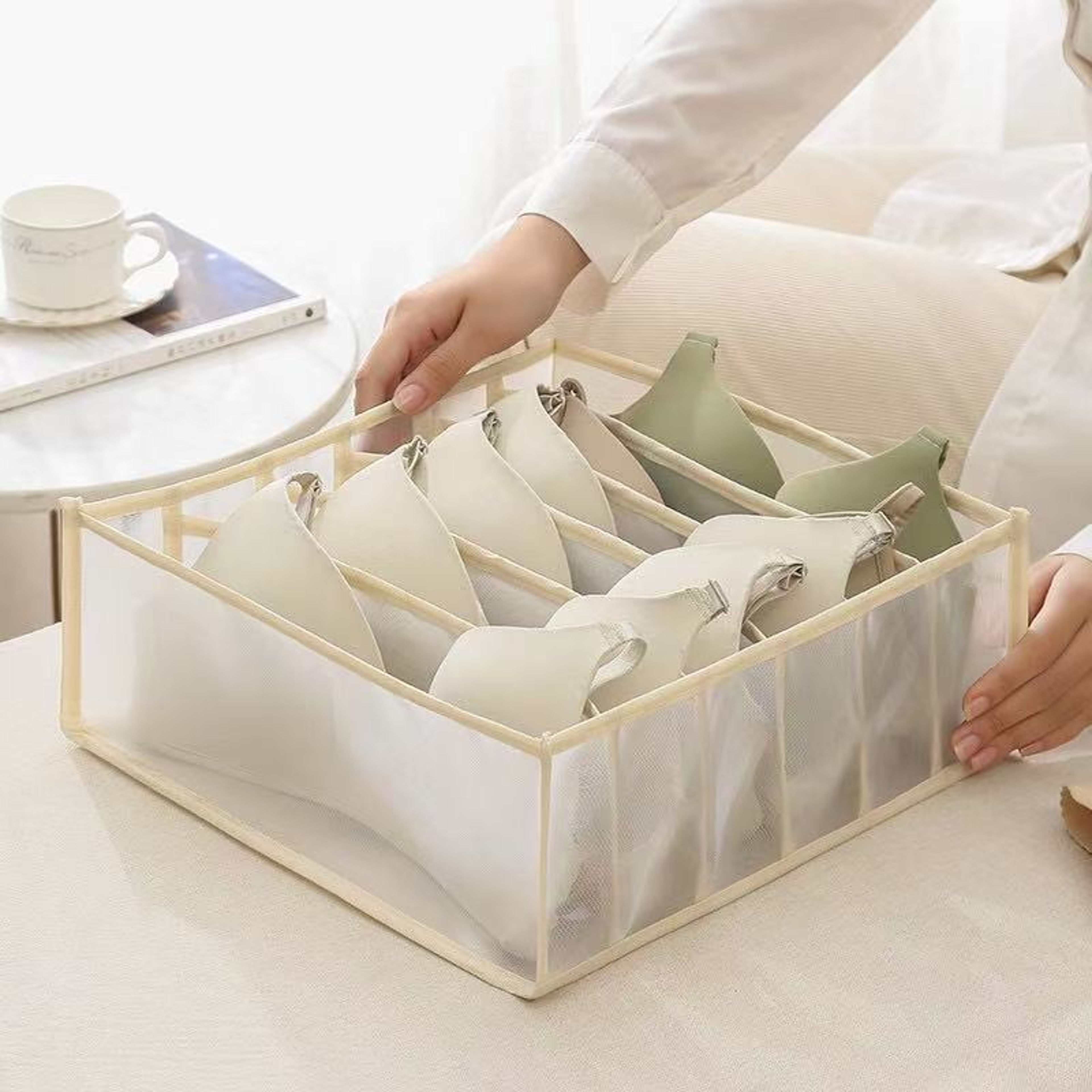 foldable mesh sock organizer and lingerie drawer organizer 3 piece set