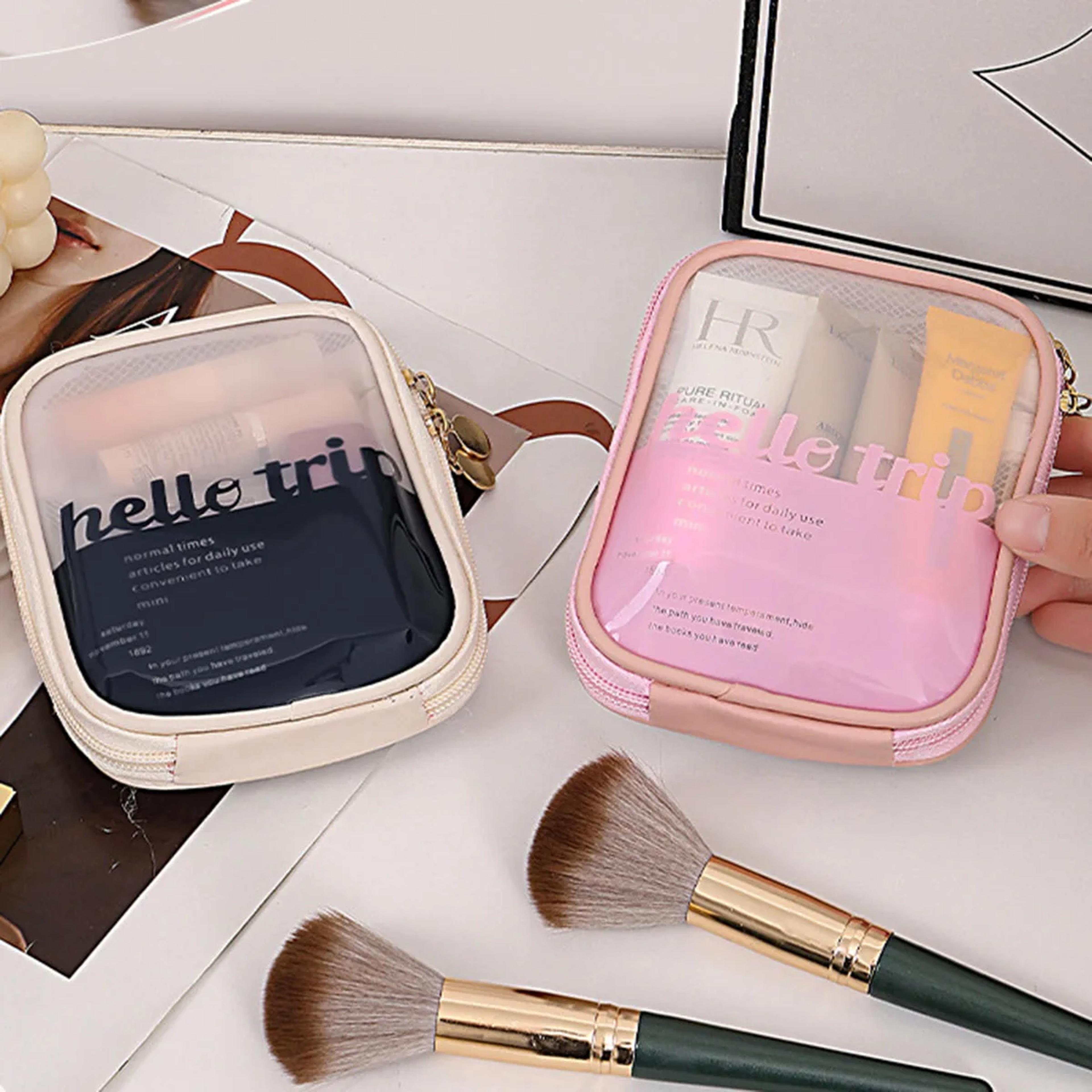 clear cosmetic pouch portable travel makeup and small accessories organizer