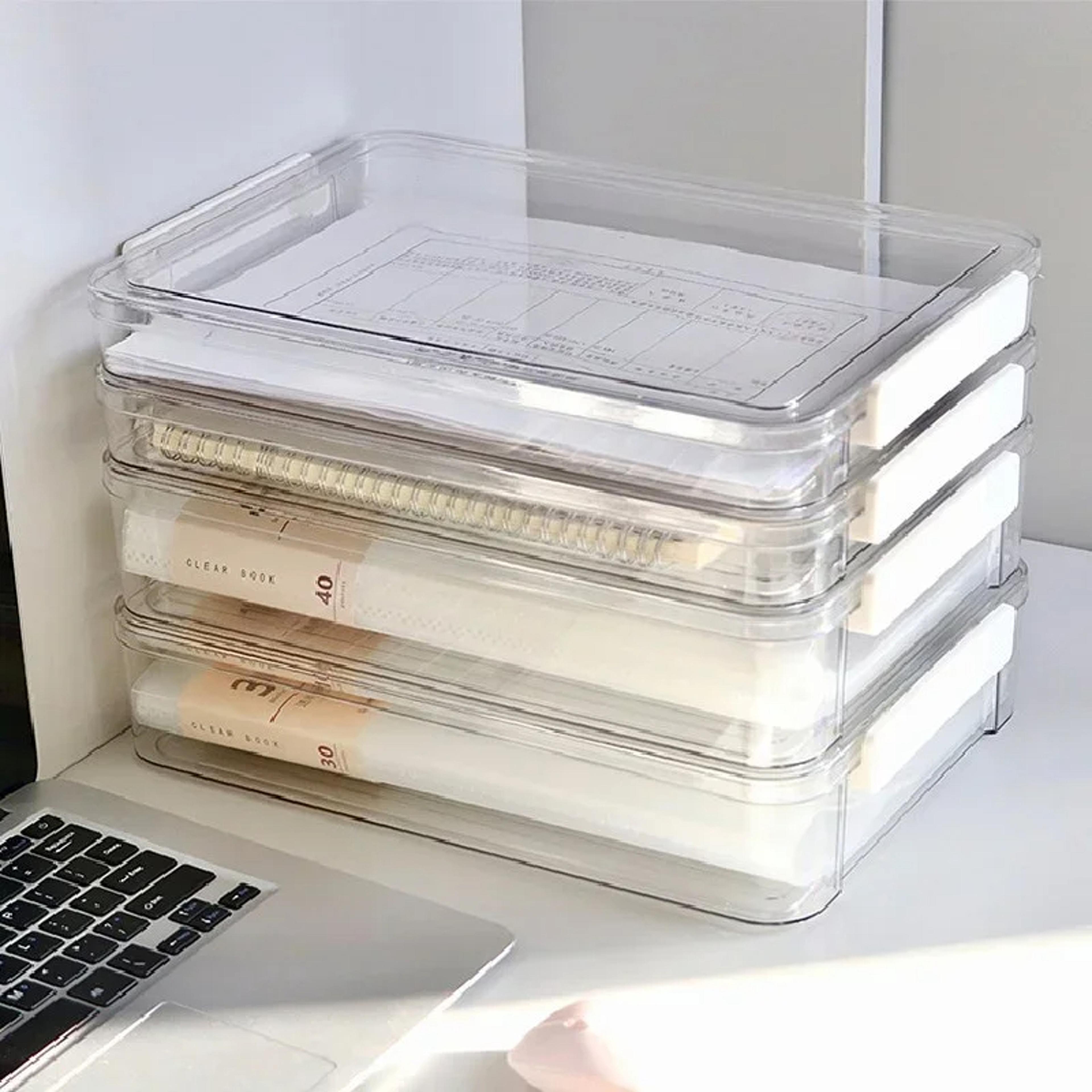clear acrylic a4 file organizer box with dust proof desktop document storage