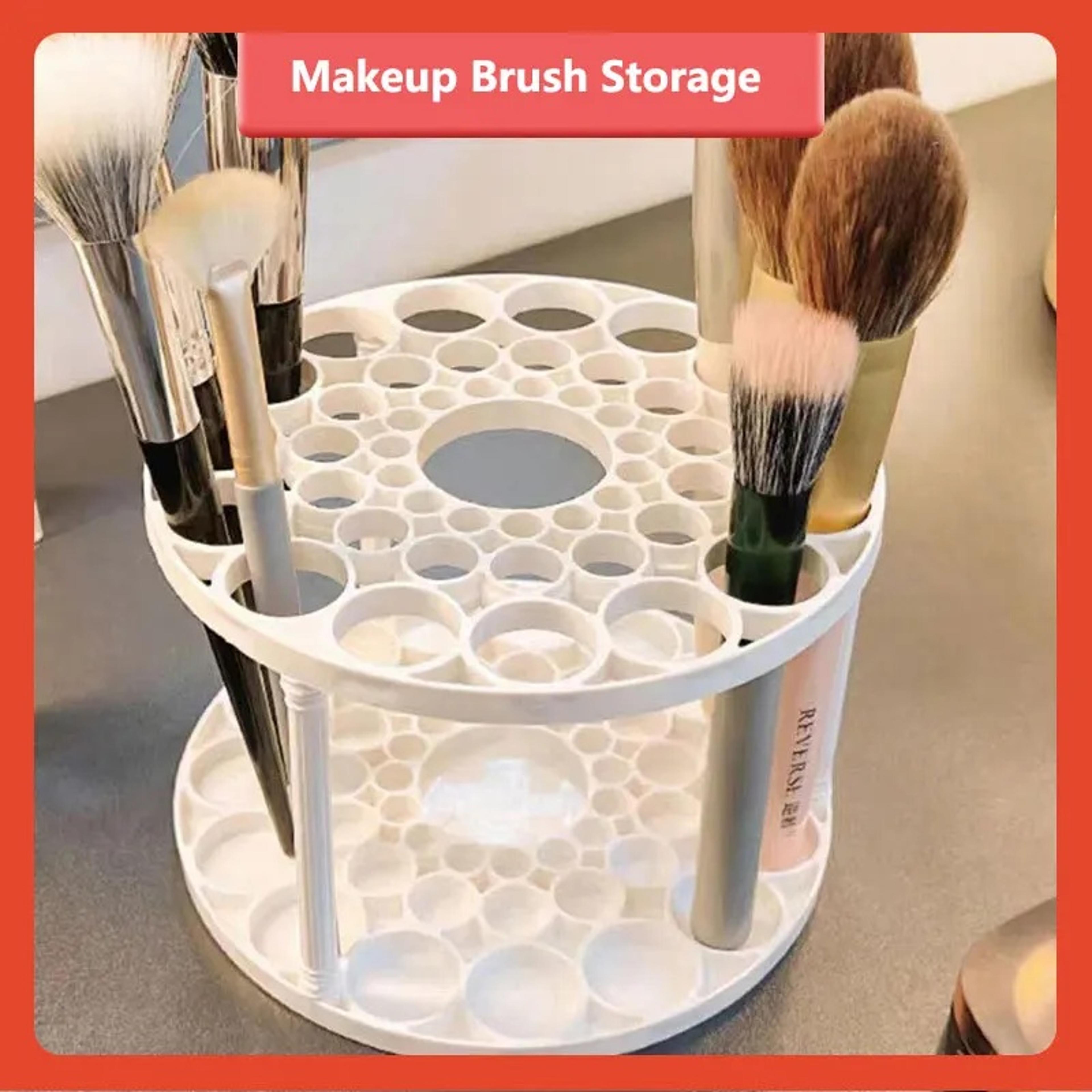 360 rotating makeup brush holder and vanity organizer
