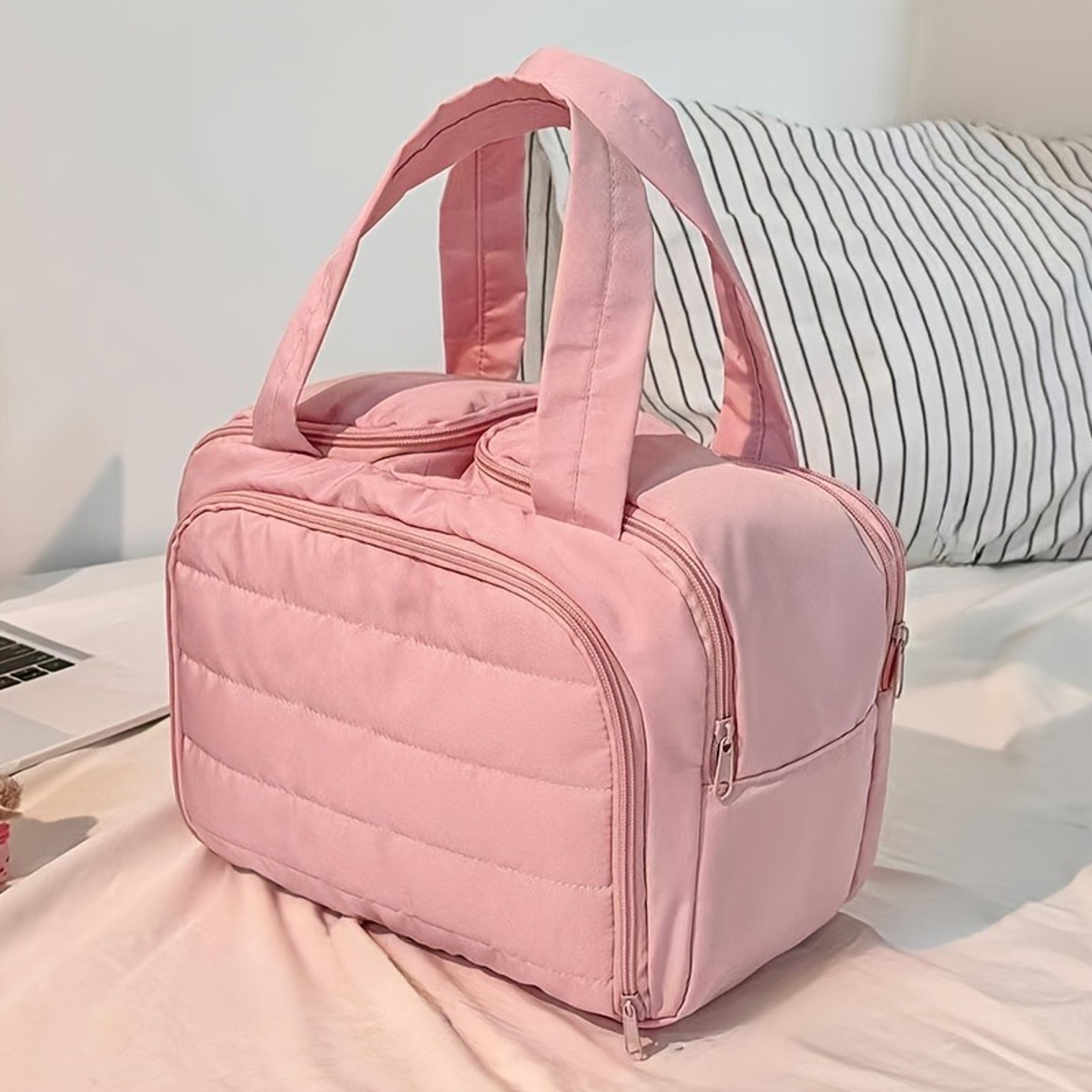 large capacity travel makeup bag with multi compartment toiletry organizer