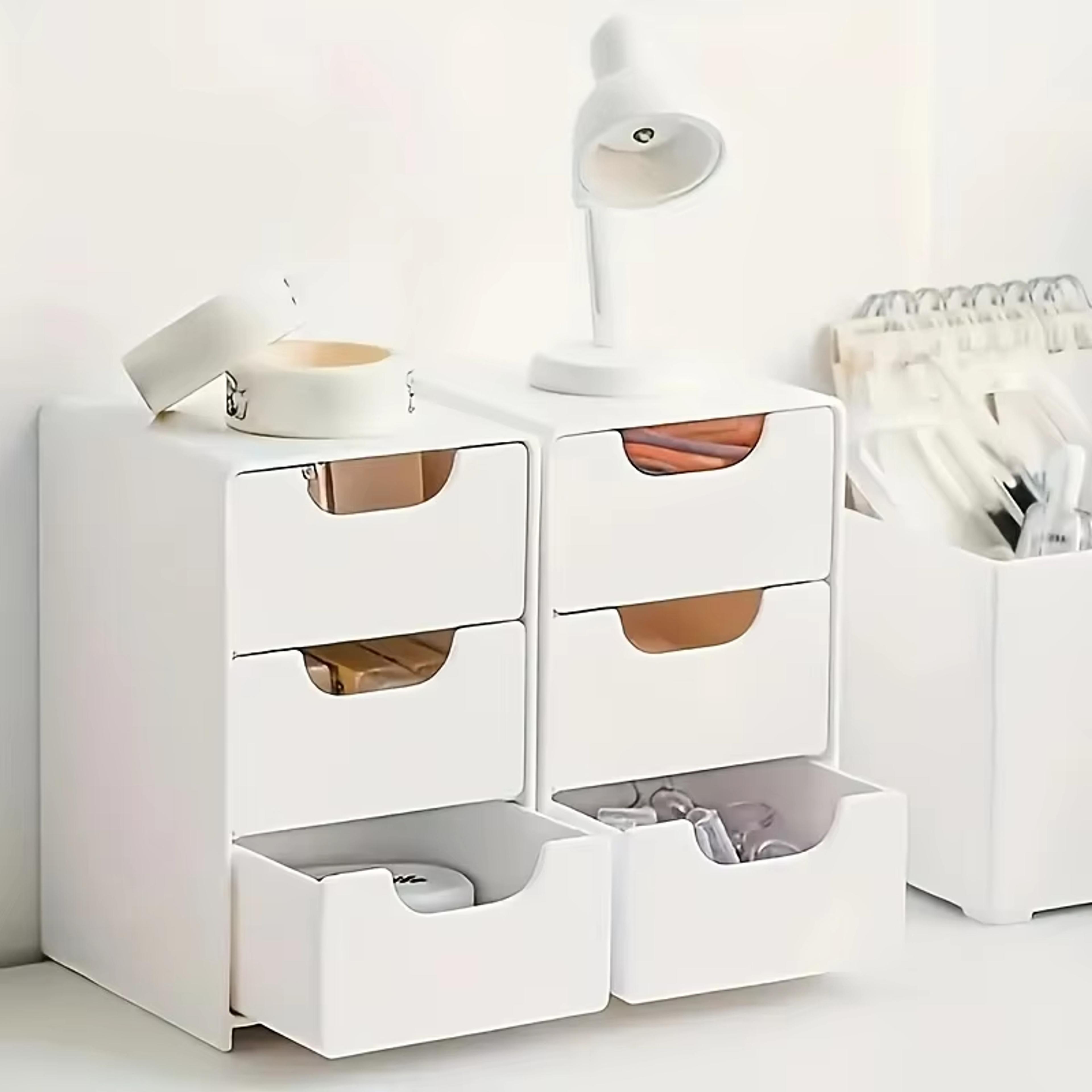 3 tier desk organizer with drawers for office supplies, jewelry and cosmetics
