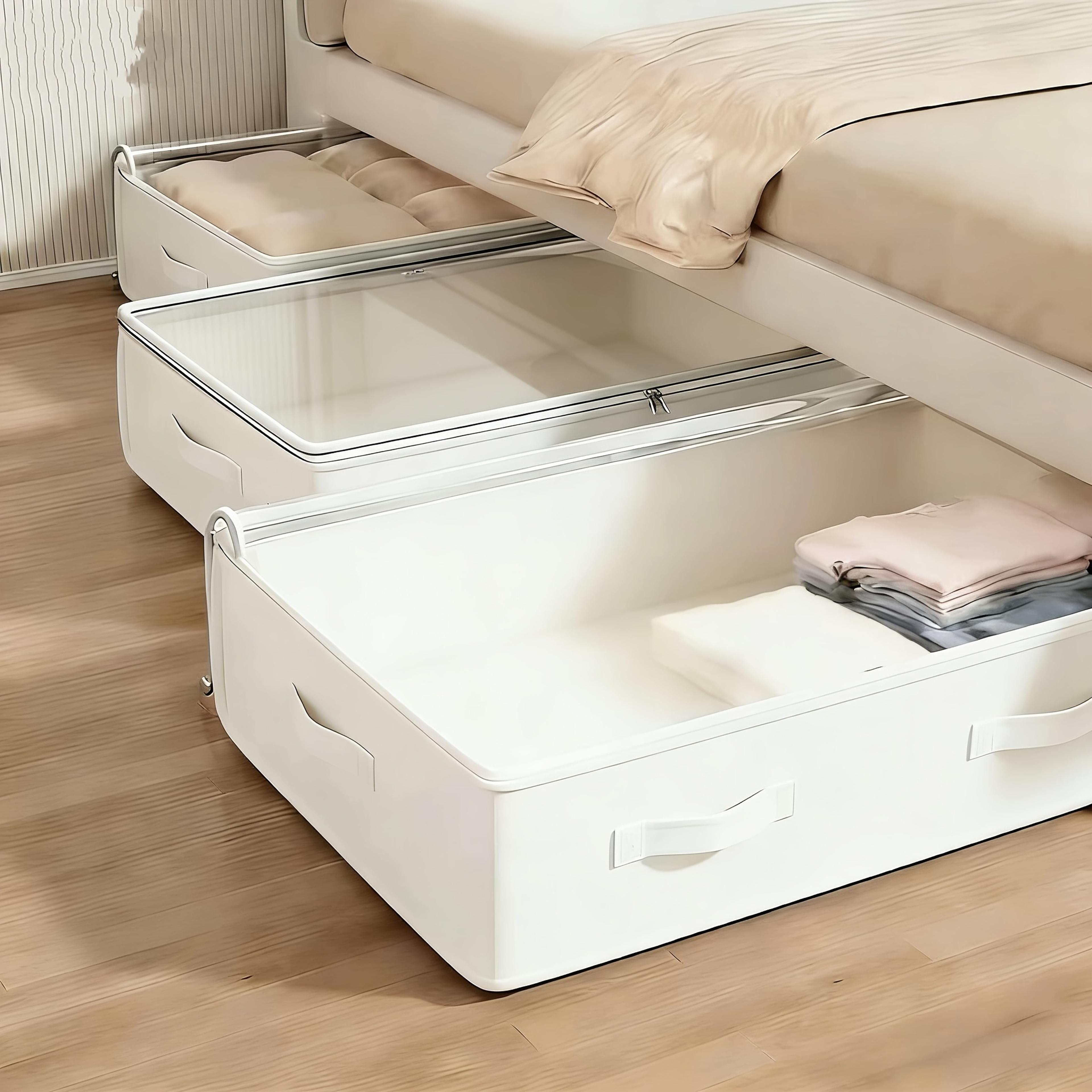 large clothing storage organizer bag with transparent window for closet and under bed