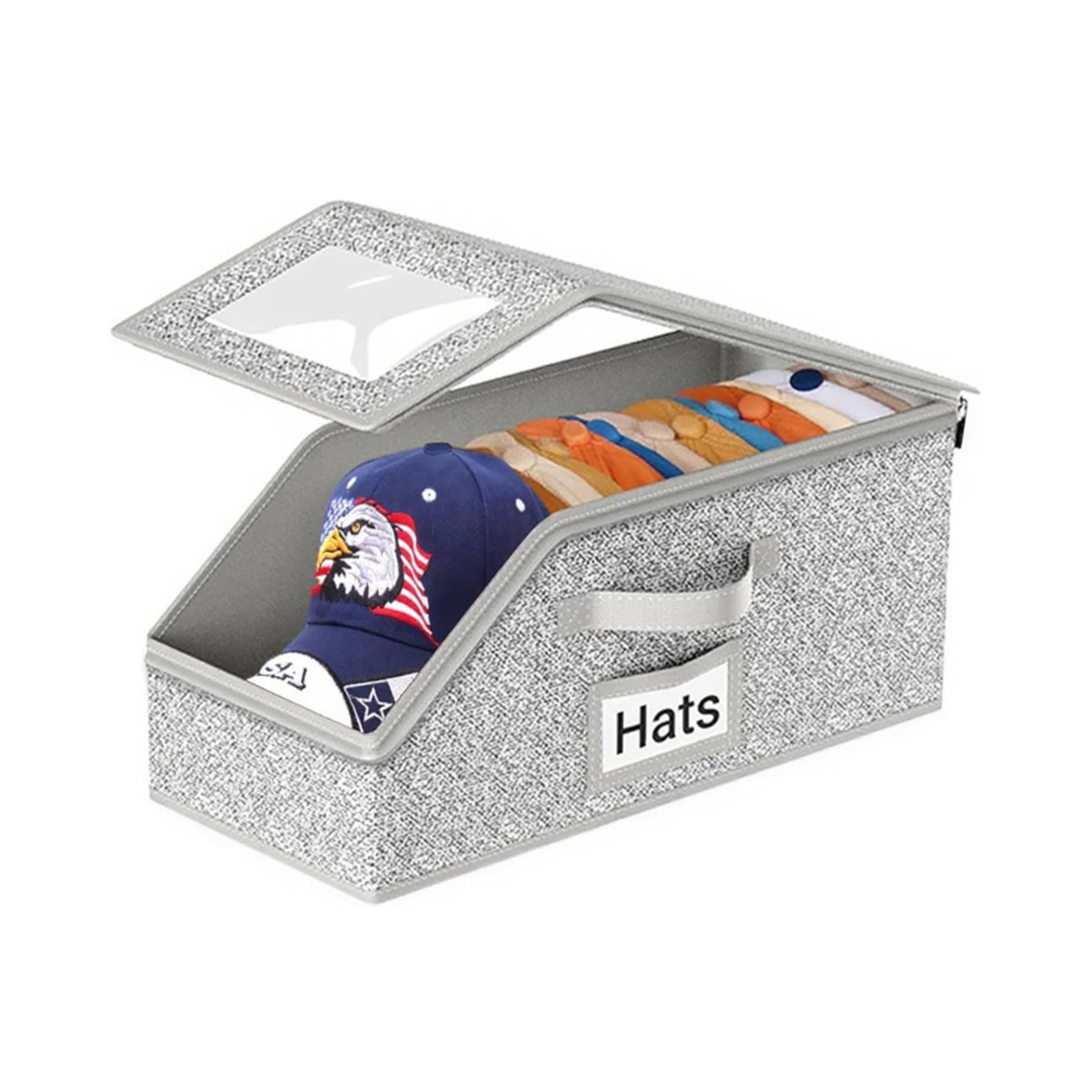 foldable baseball cap organizer dustproof hat storage box with zipper