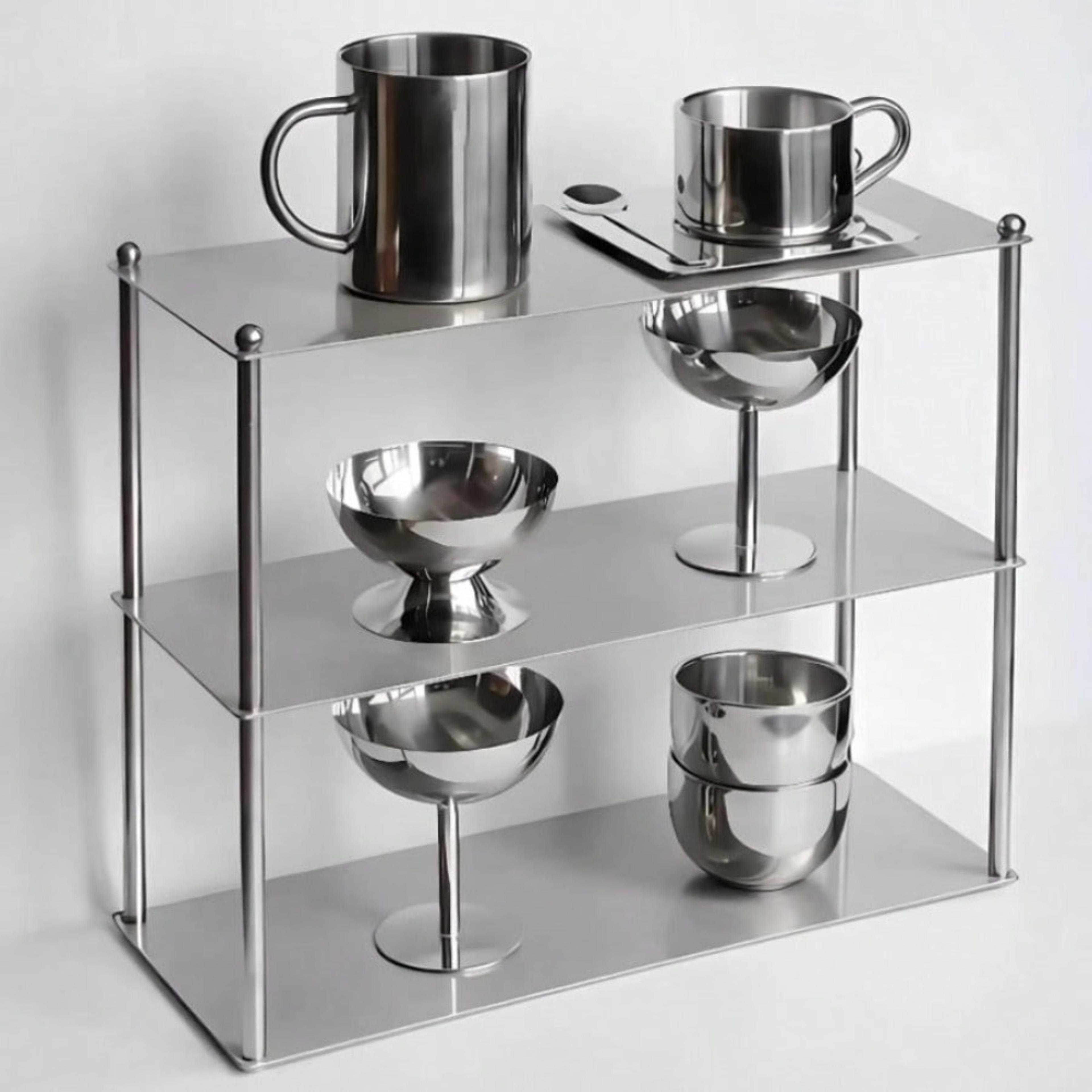 3 tier stainless steel countertop organizer for cups cosmetics and kitchen storage