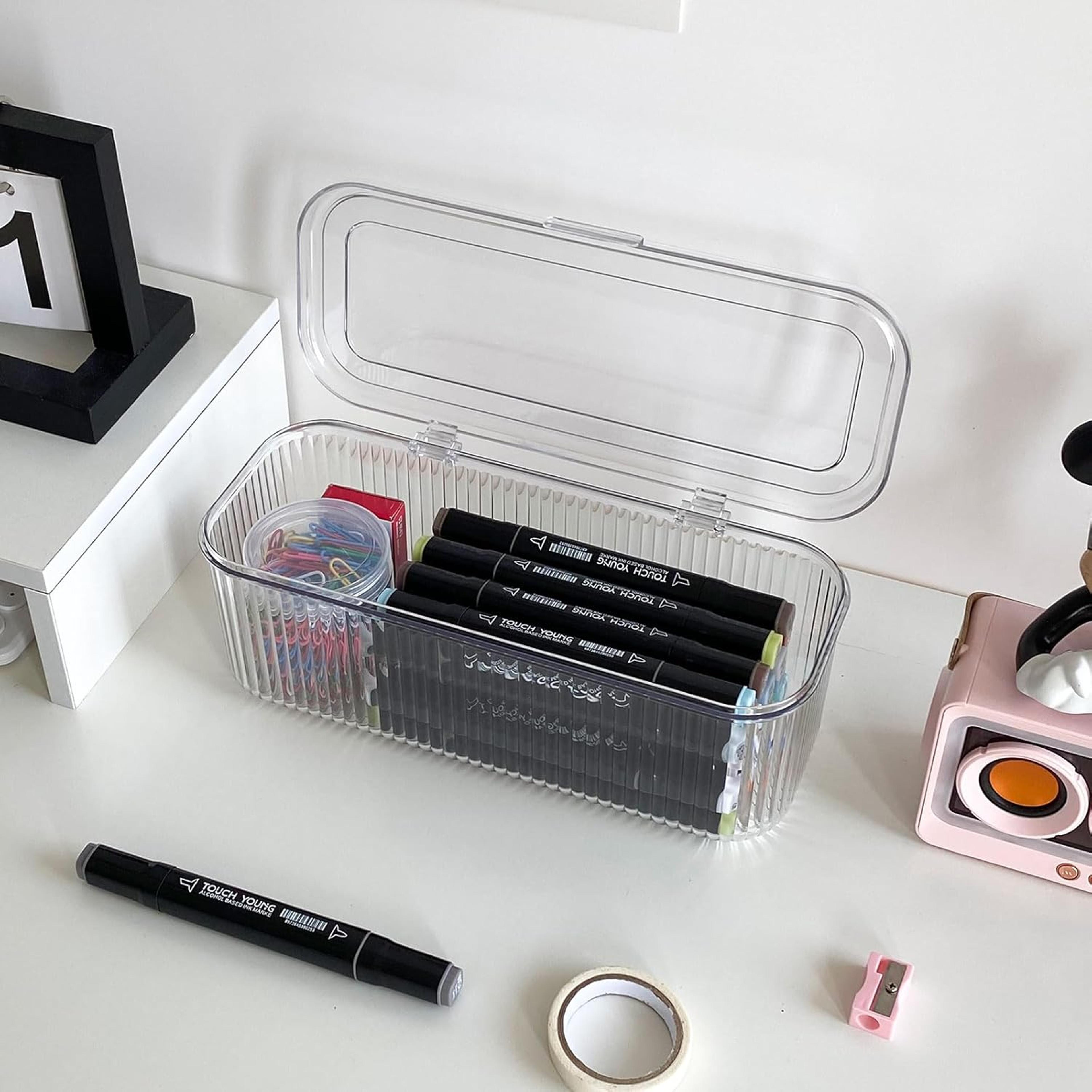 clear acrylic makeup organizer with lid dustproof cosmetic brush and sponge storage box