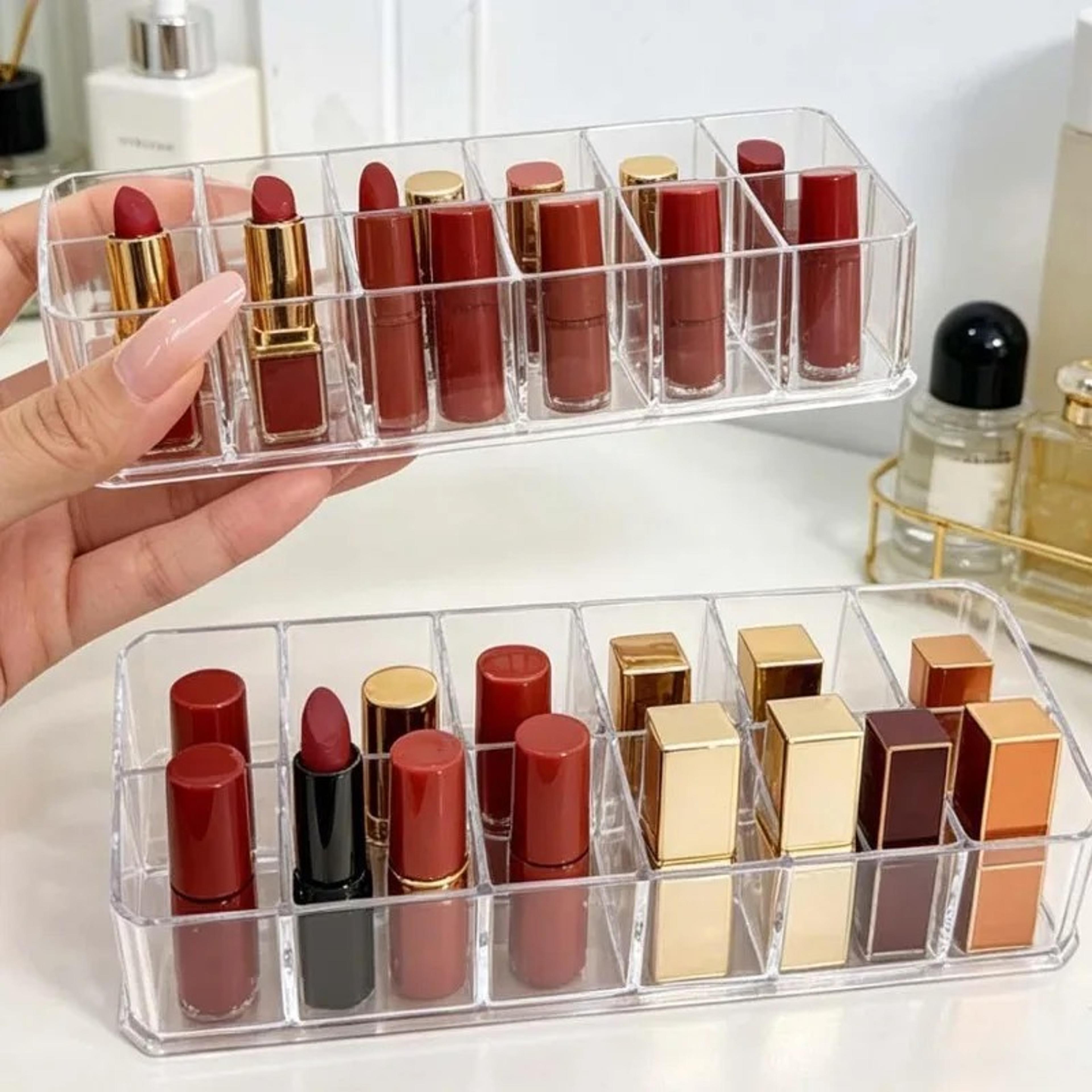9/12 grid clear lipstick holder makeup organizer for vanity storage