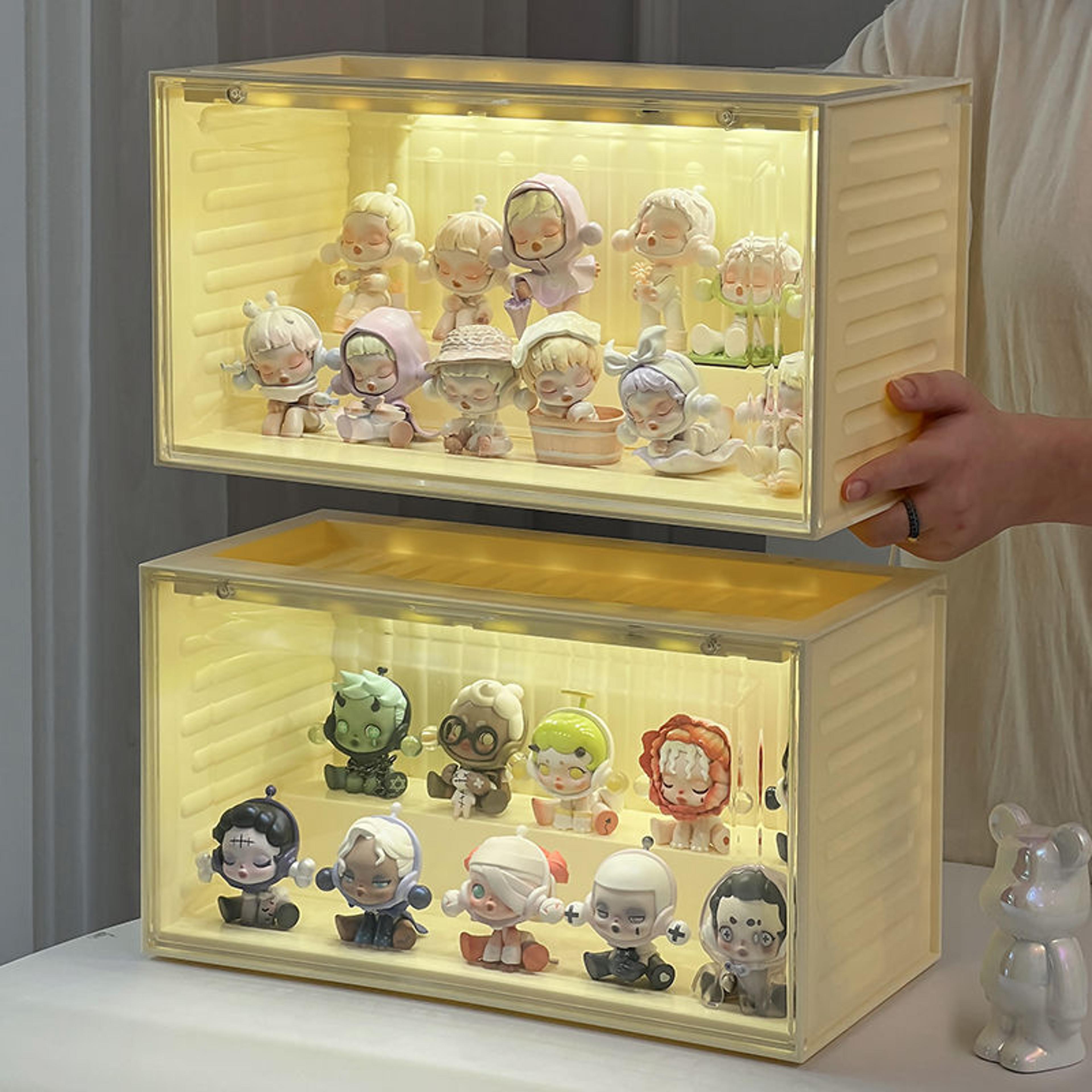 voice activated led acrylic display case stackable collectible organizer