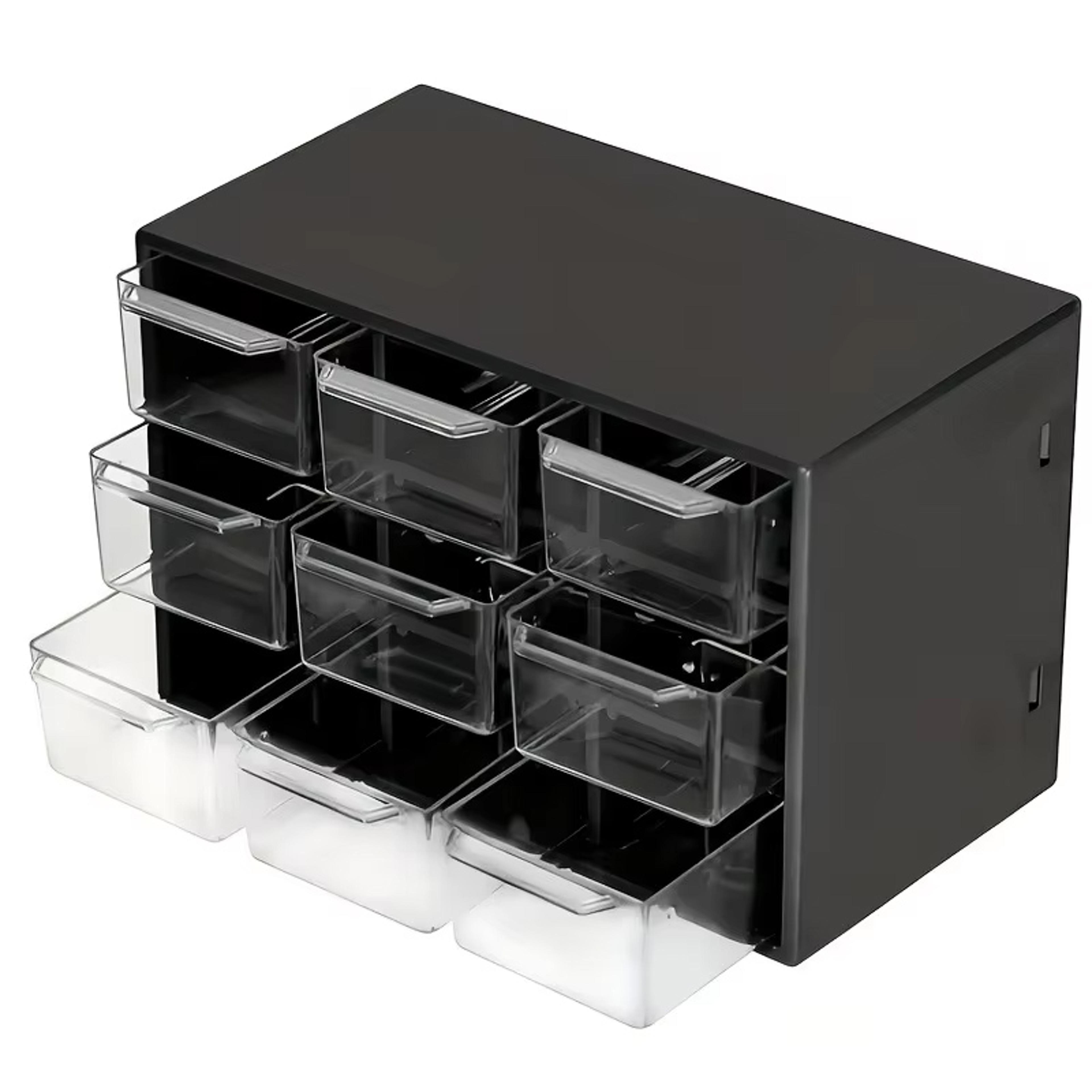 9 grid desk organizer with drawers transparent small parts storage and wall mount organizer