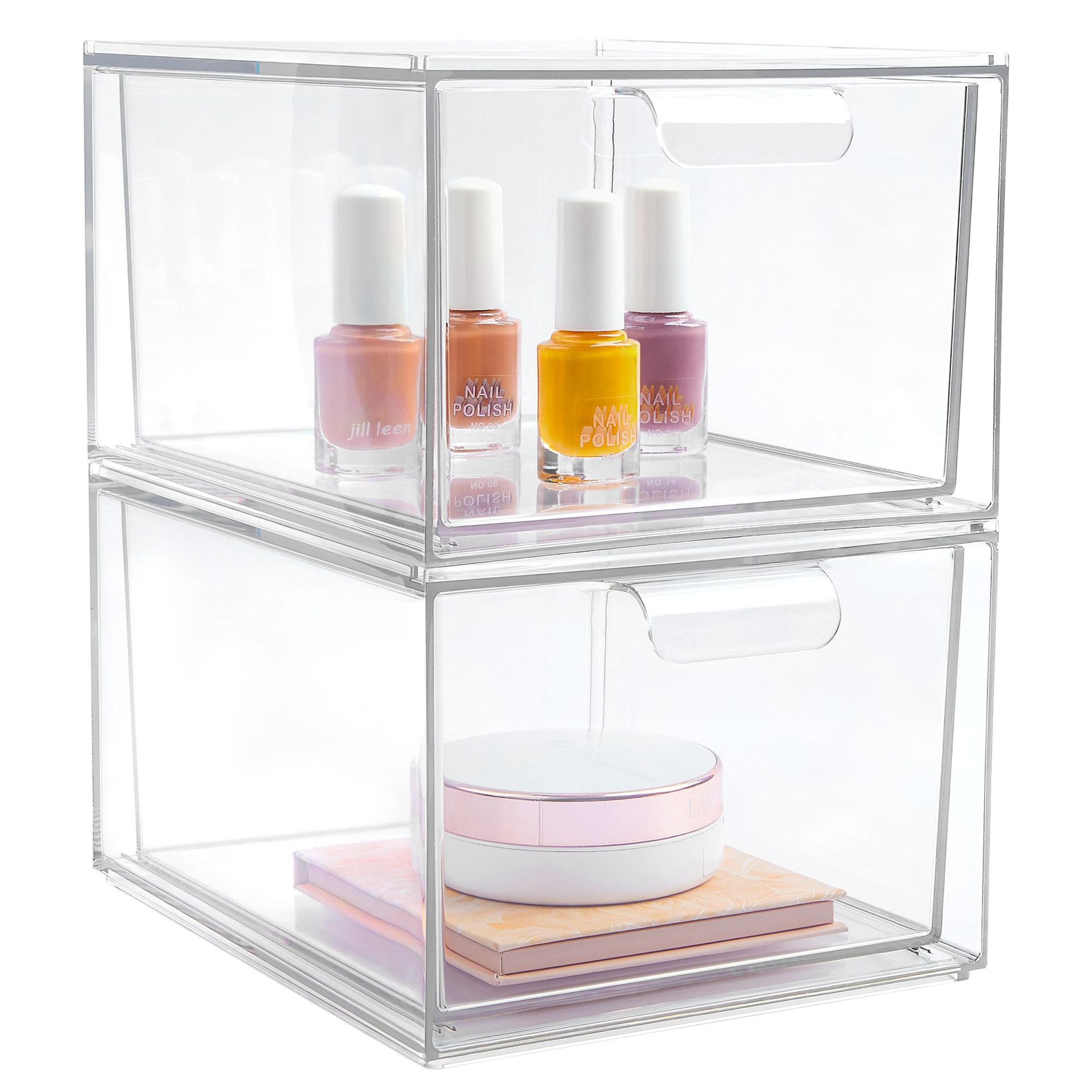 clear stackable storage drawers acrylic makeup organizer for vanity and bathroom