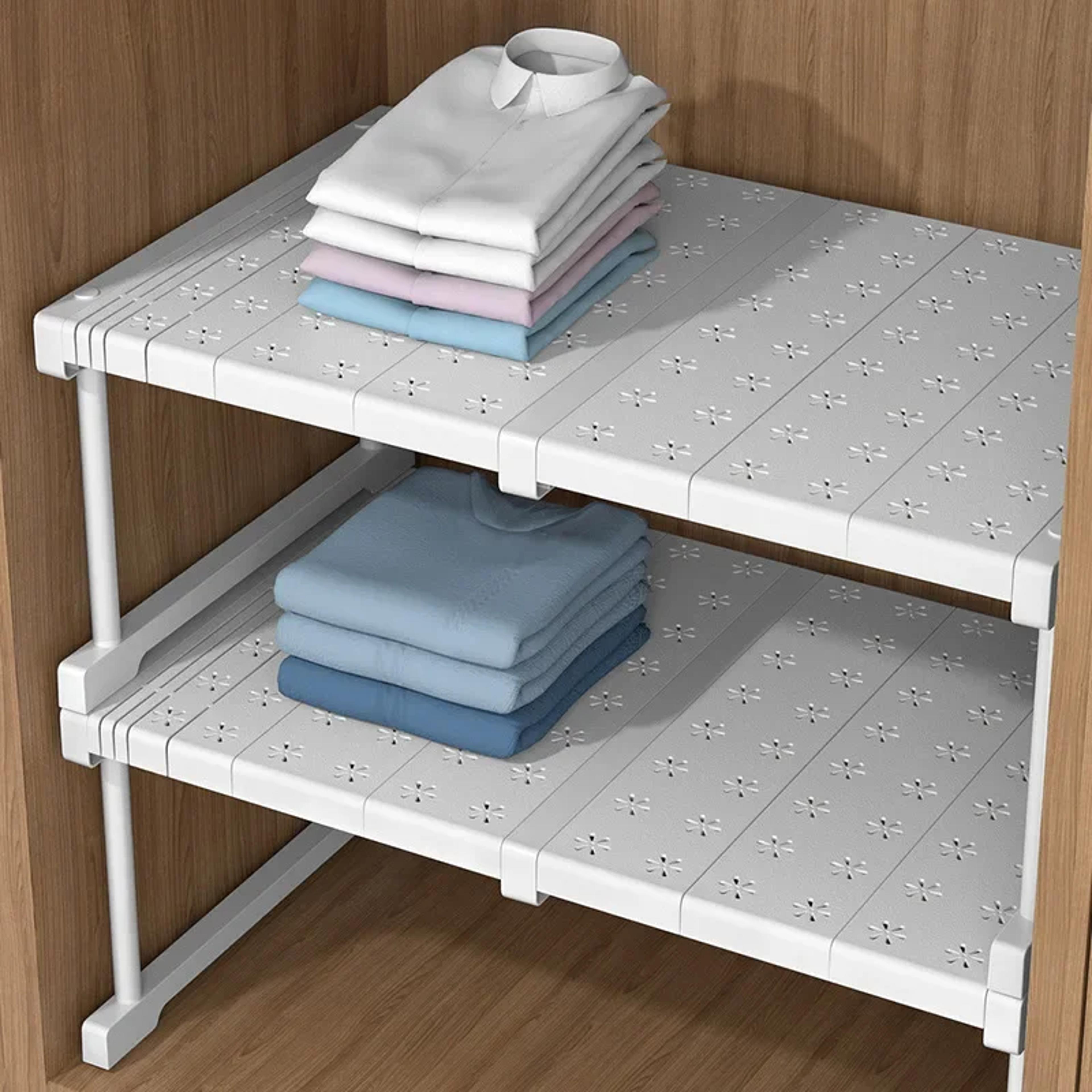 adjustable closet shelf stackable wardrobe organizer and telescopic storage rack