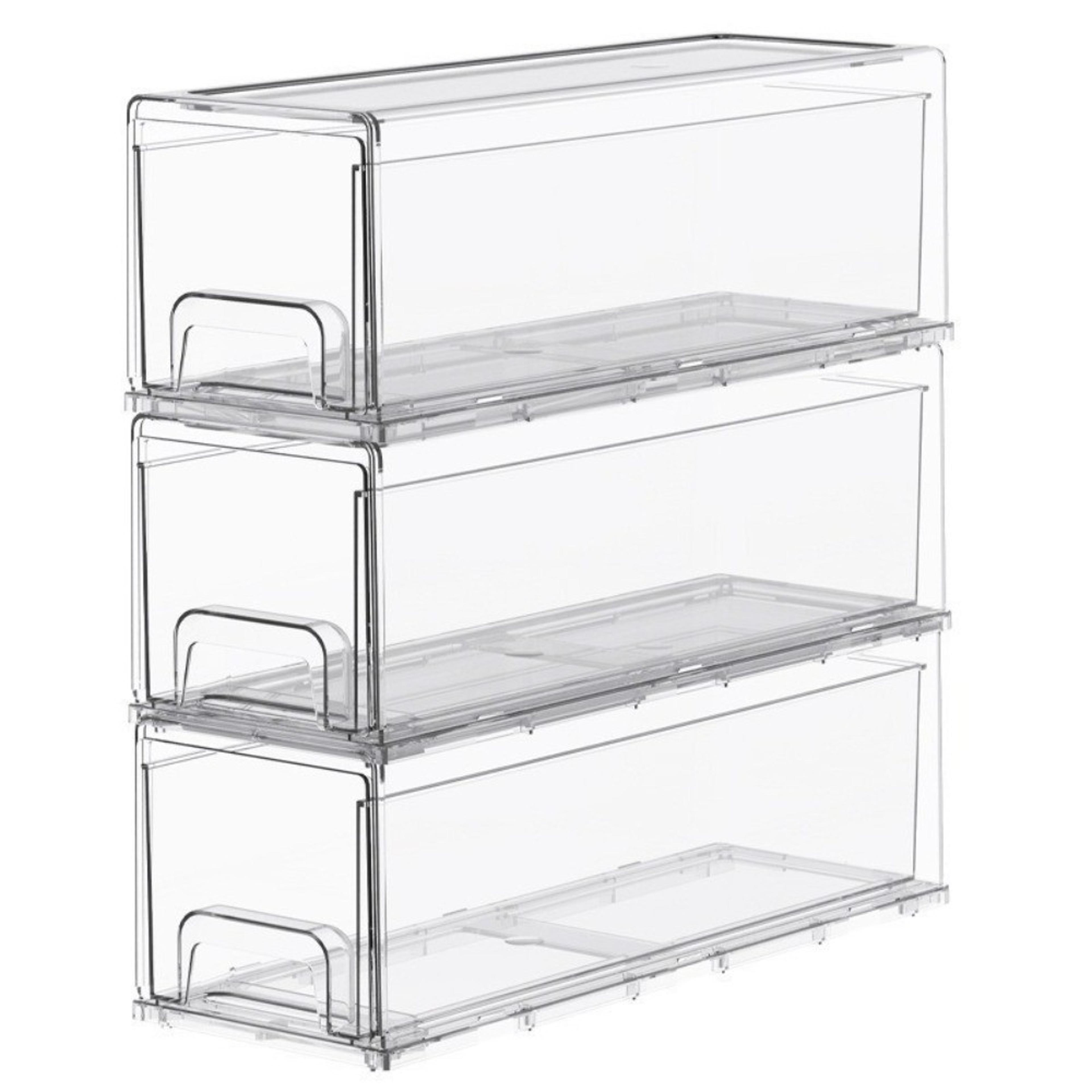 clear stackable refrigerator storage box pull out fridge organizer drawer