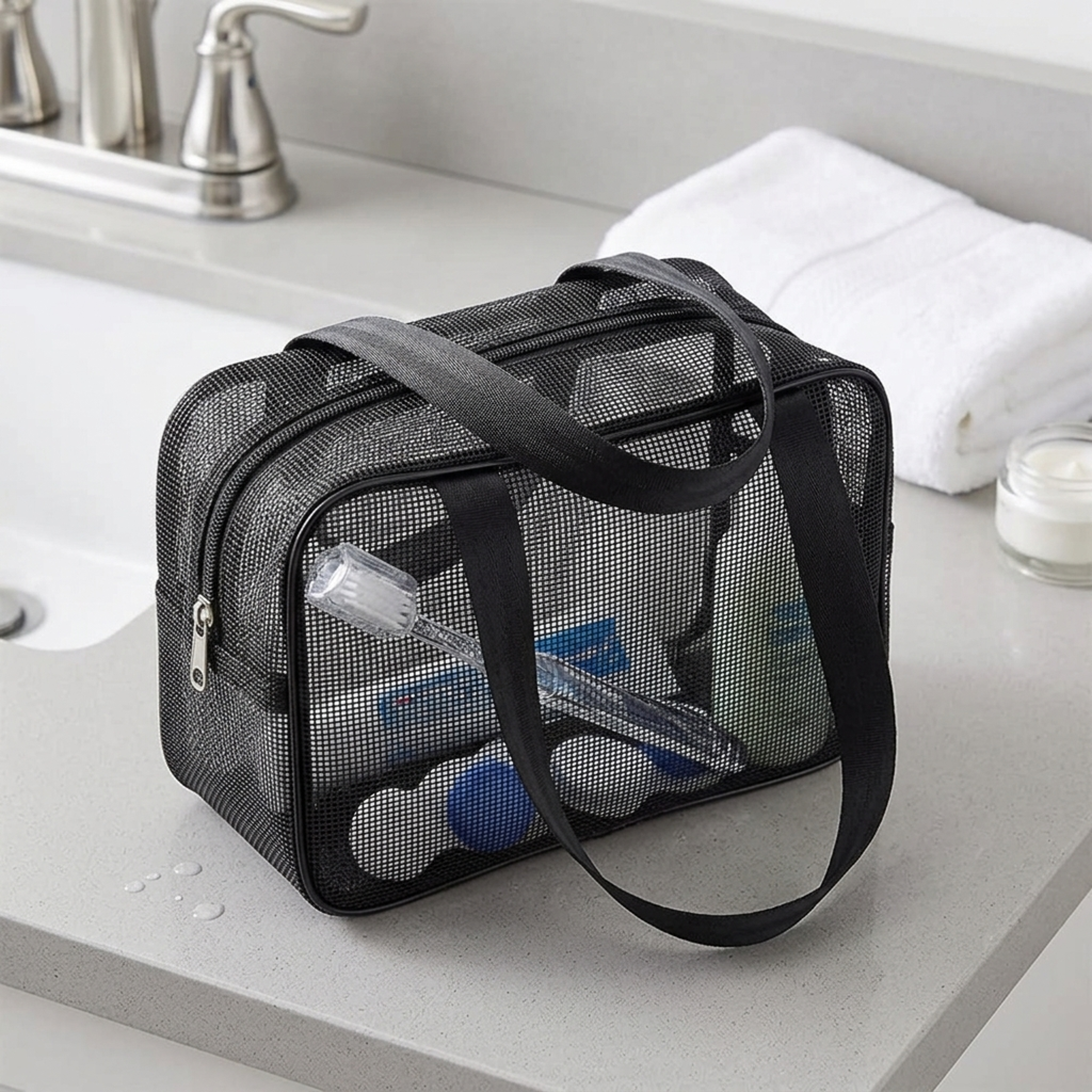 large capacity mesh shower caddy portable travel toiletry organizer bag