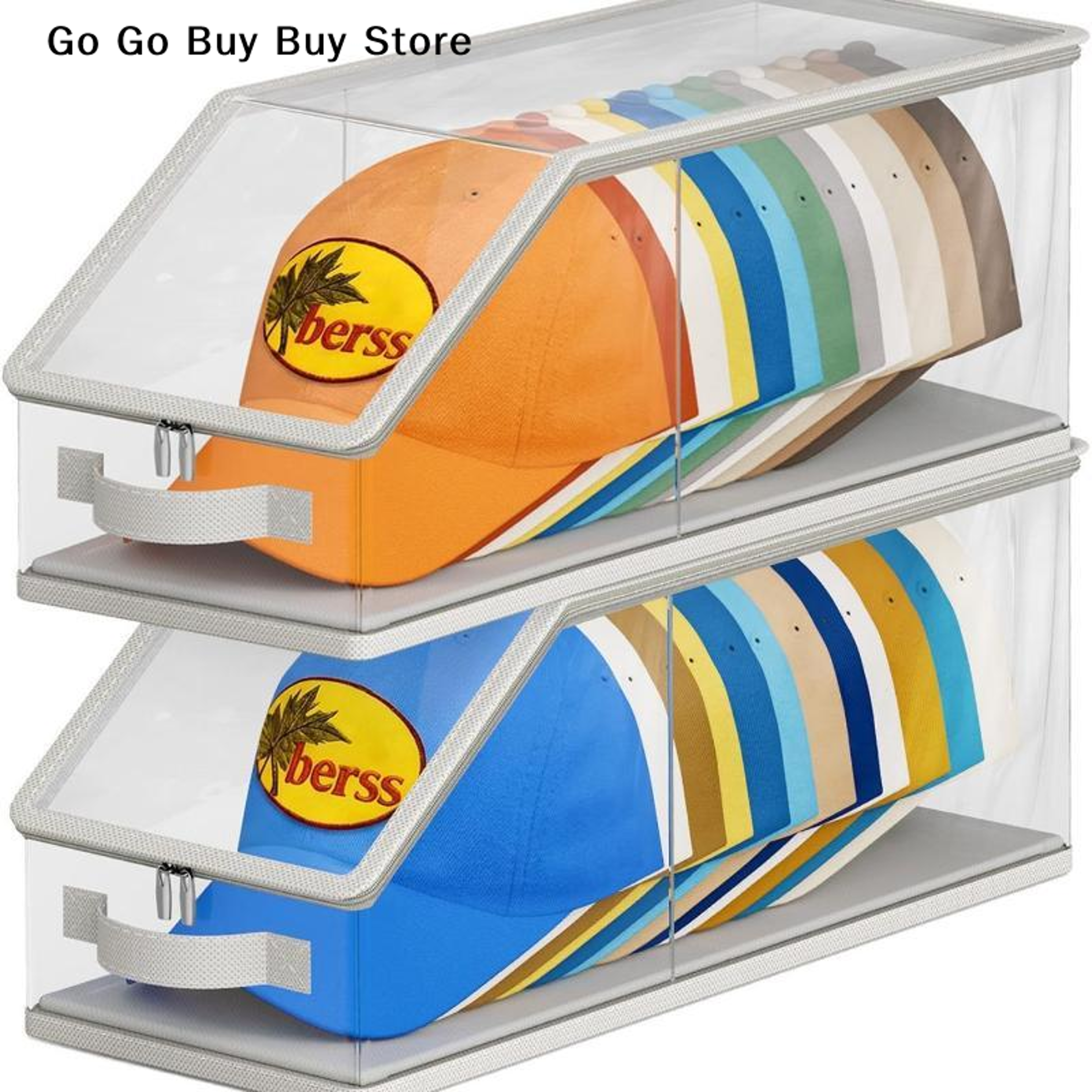clear baseball cap organizer stackable hat storage box for 12 hats
