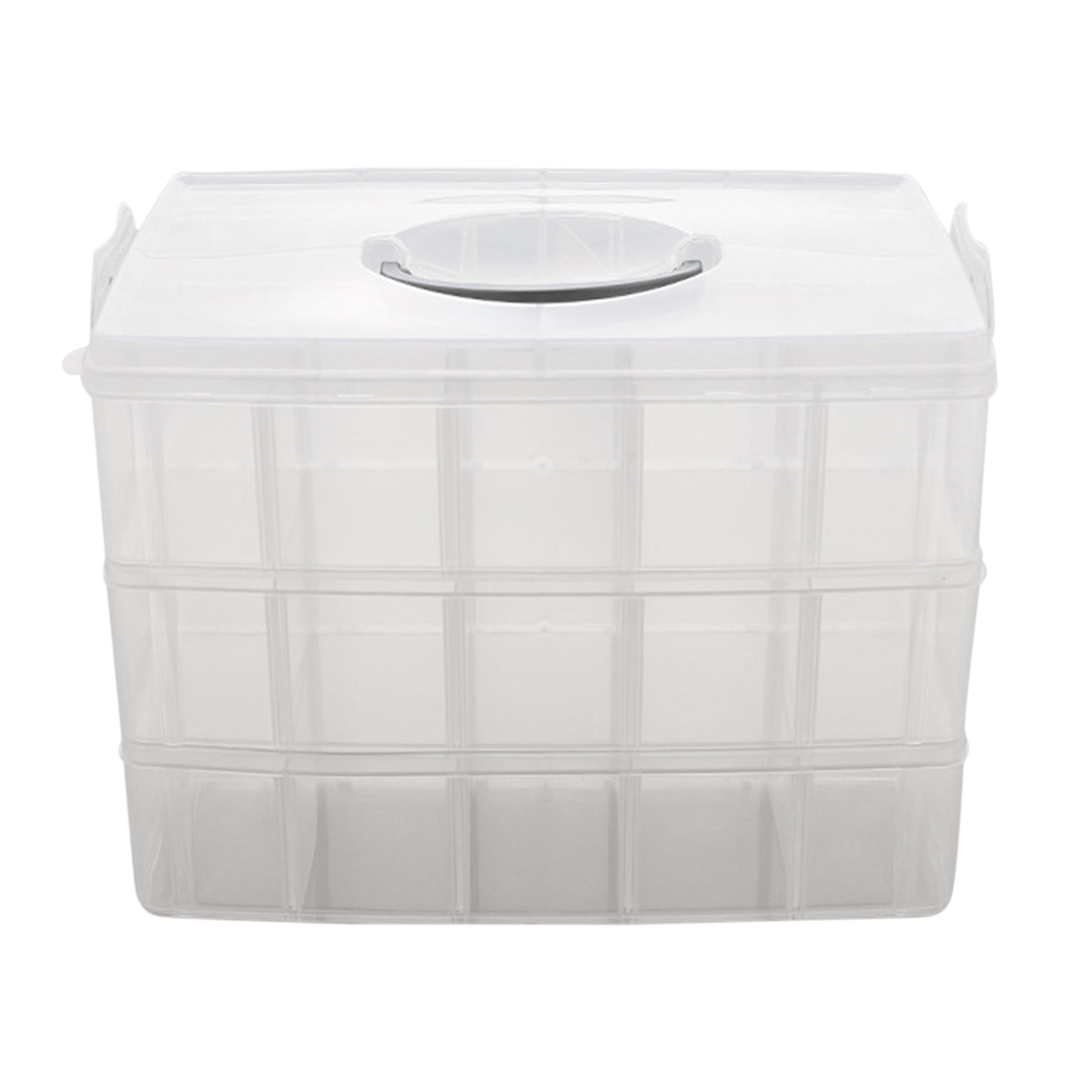 3 tier craft storage organizer with 30 adjustable grids and portable handle