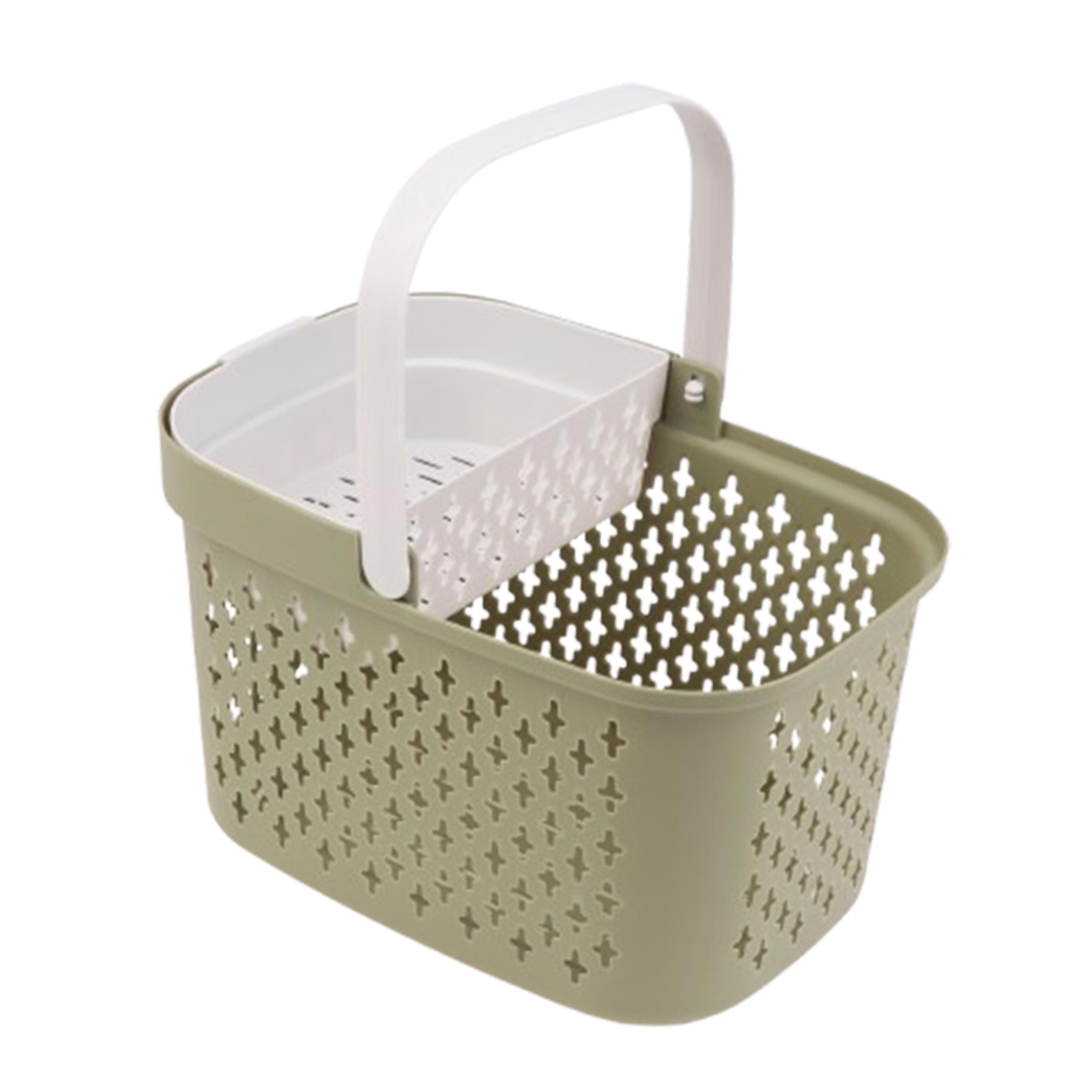 stackable shower caddy basket with handles and drainage toiletry storage