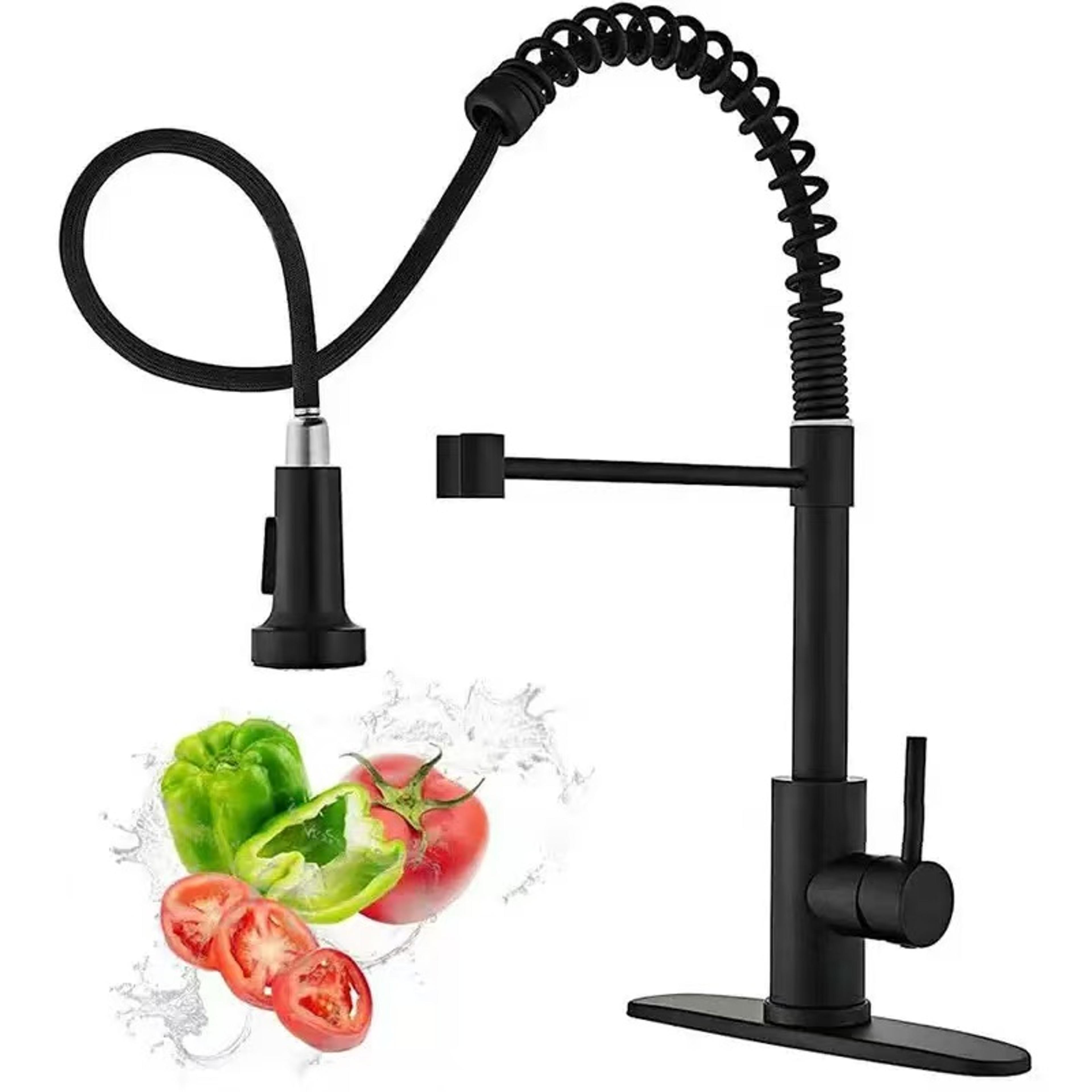 stainless steel pull out kitchen faucet with 360 swivel spray head