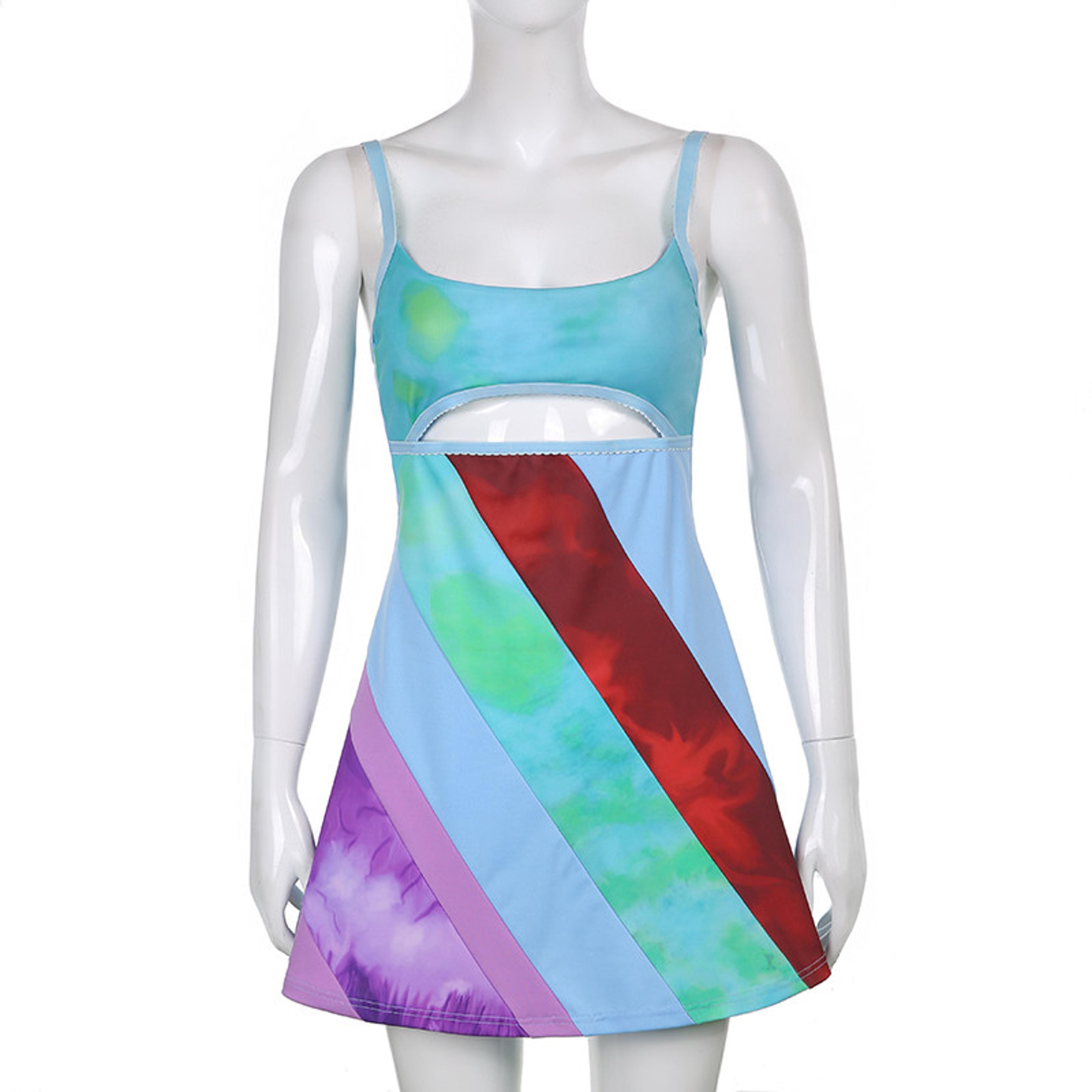 contrast color cutout bodycon mini dress for women y2k summer clubwear