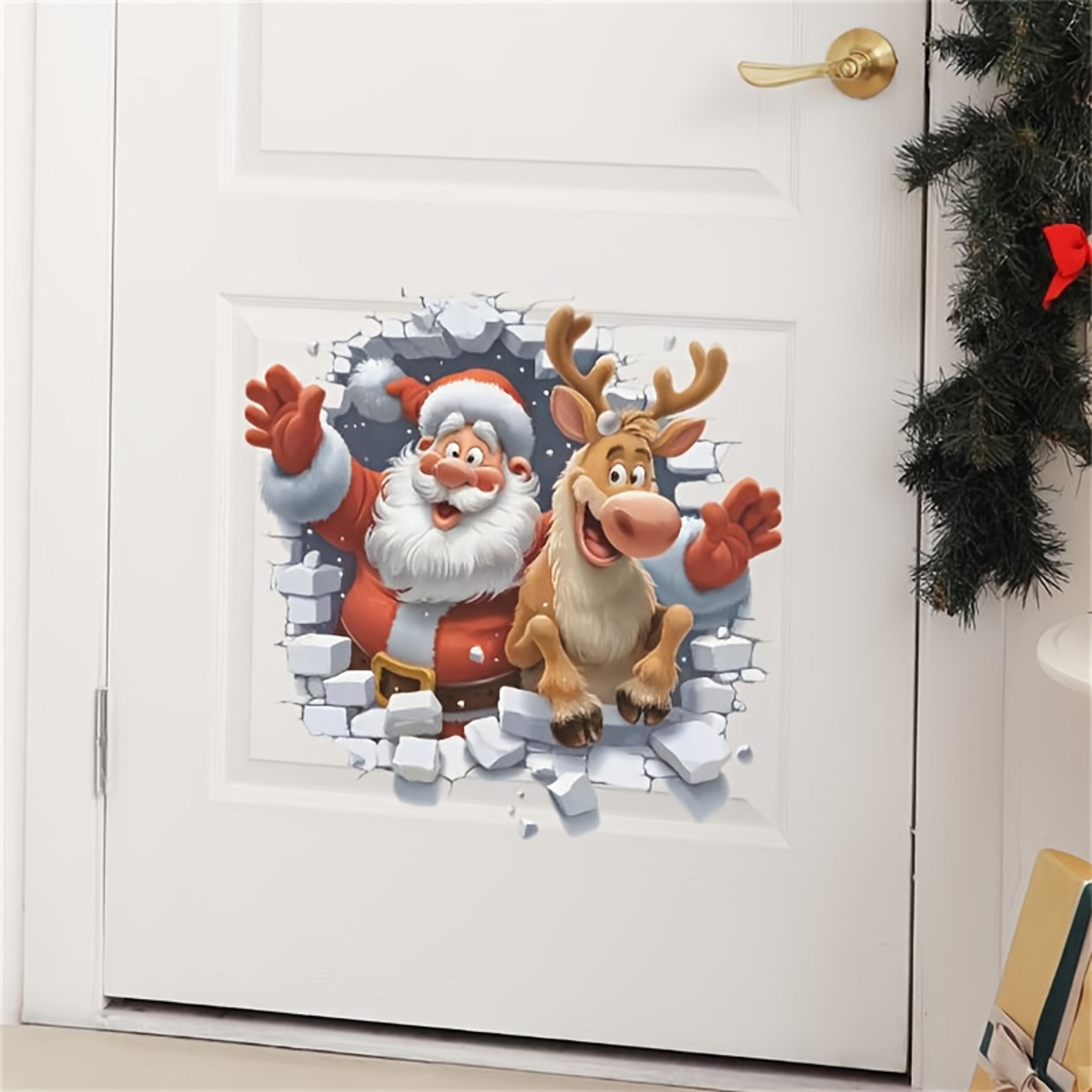 3d santa and rudolf christmas wall stickers removable holiday decor
