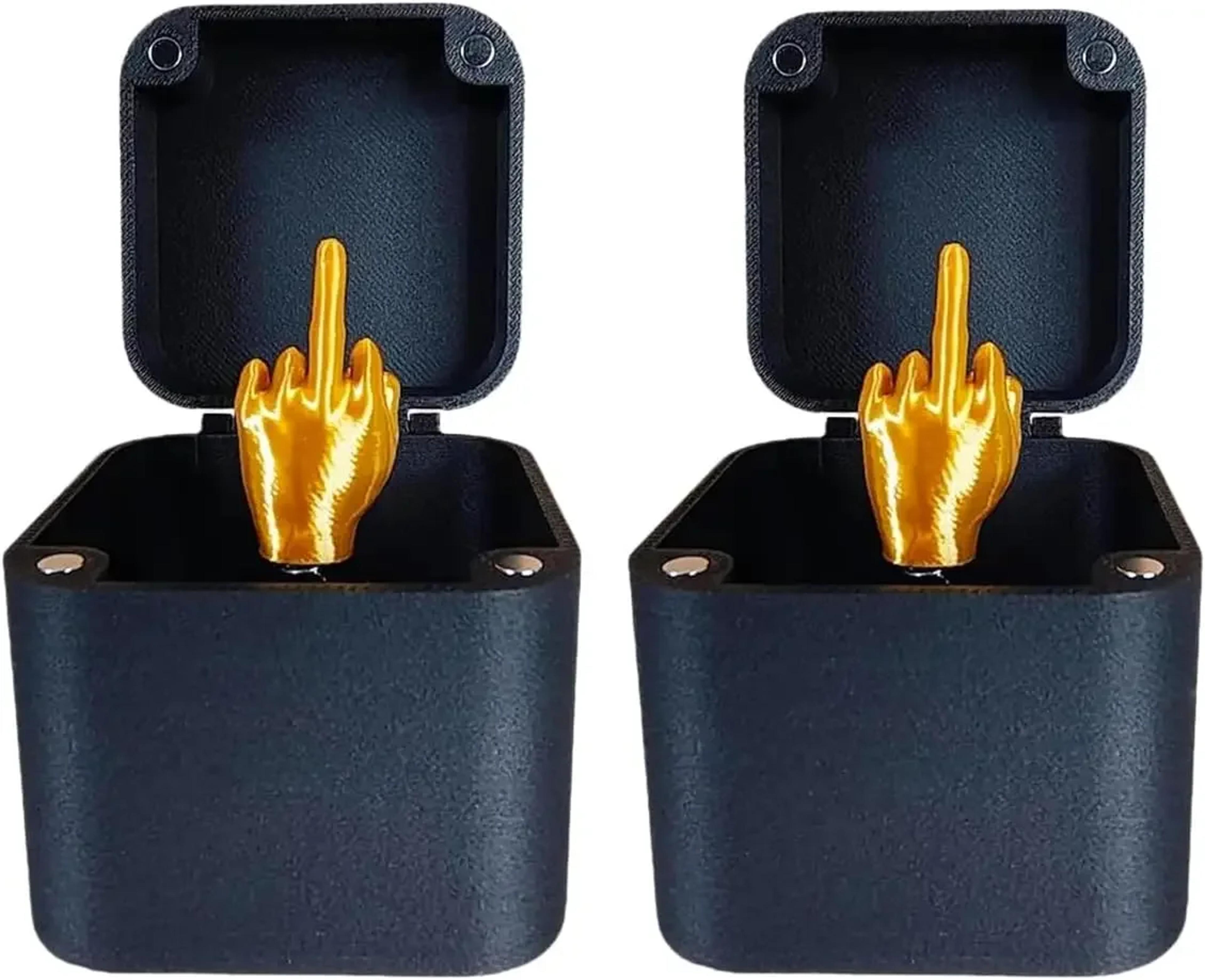 funny middle finger in a box gag gift and novelty desk decor