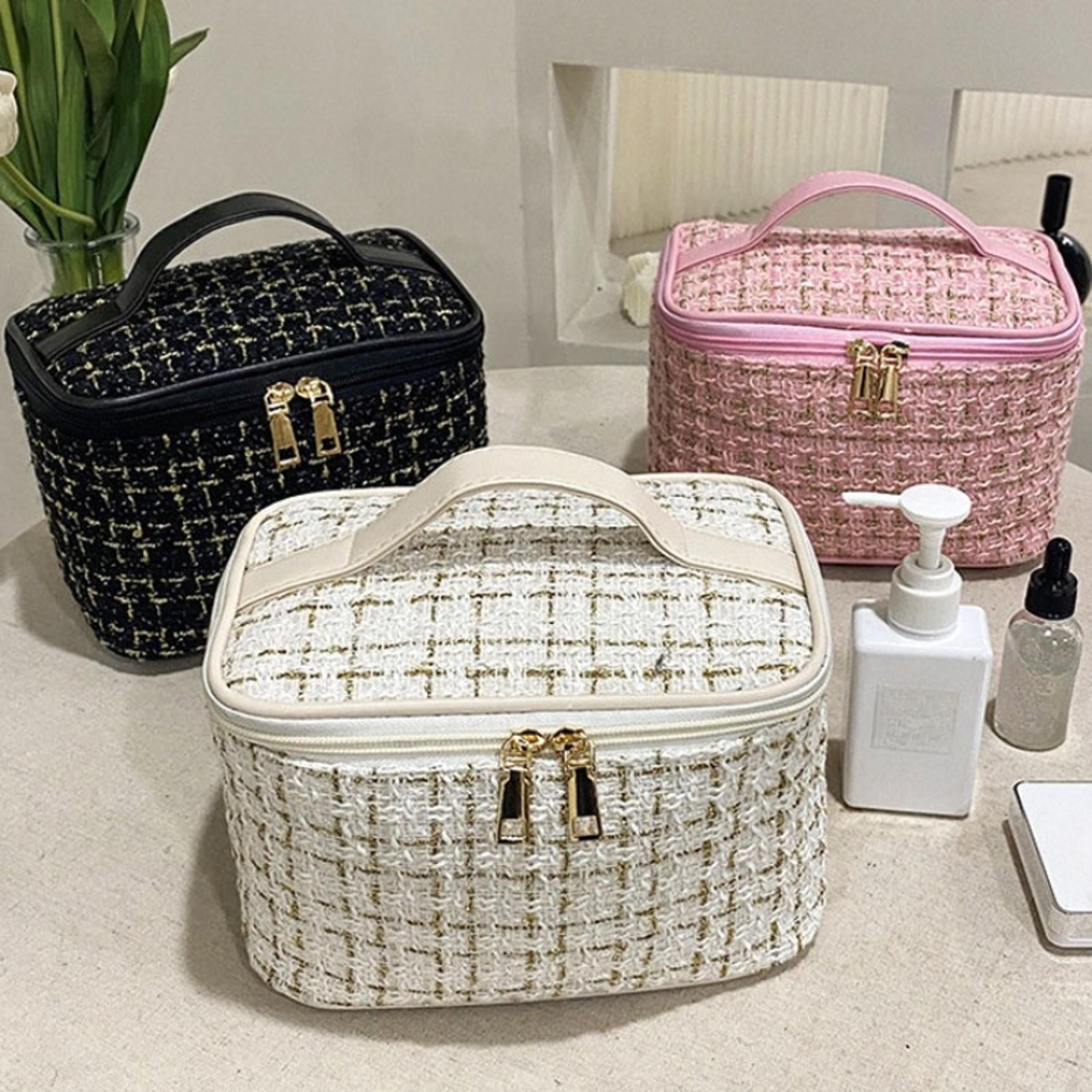 knitted makeup bag large capacity travel cosmetic organizer for women