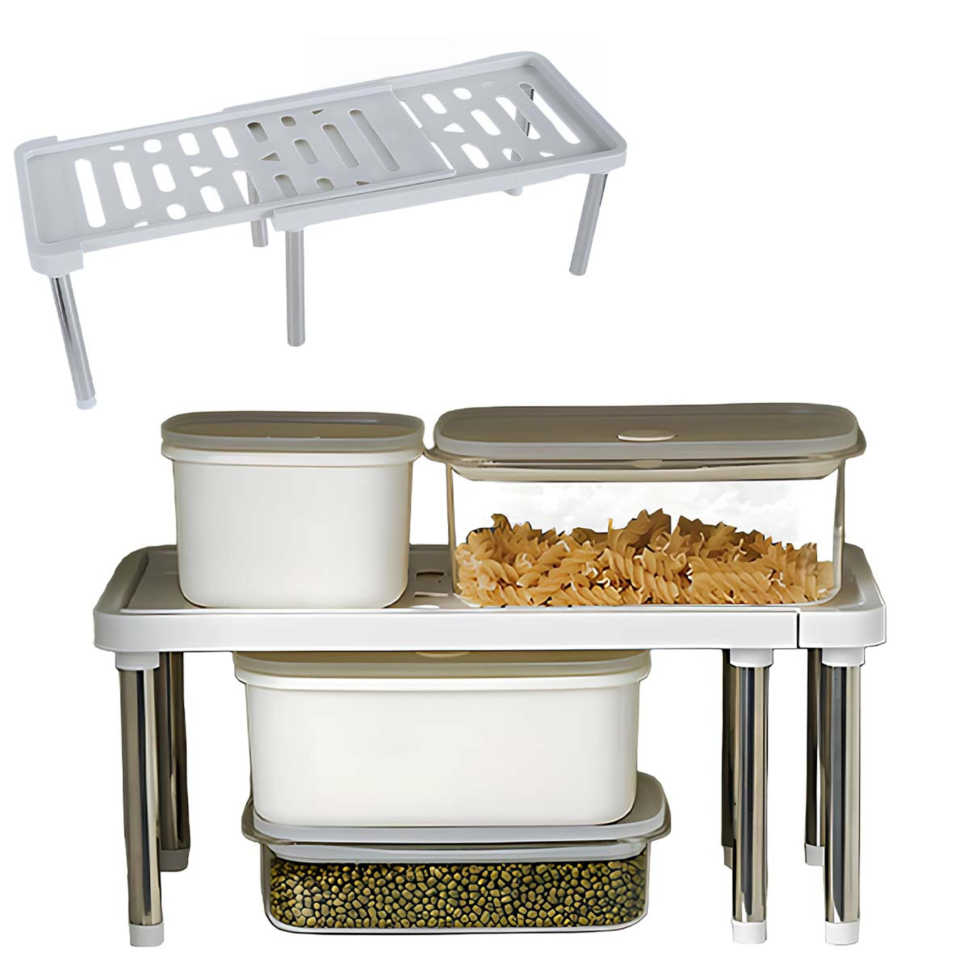 expandable 2 tier spice rack kitchen countertop and cabinet organizer