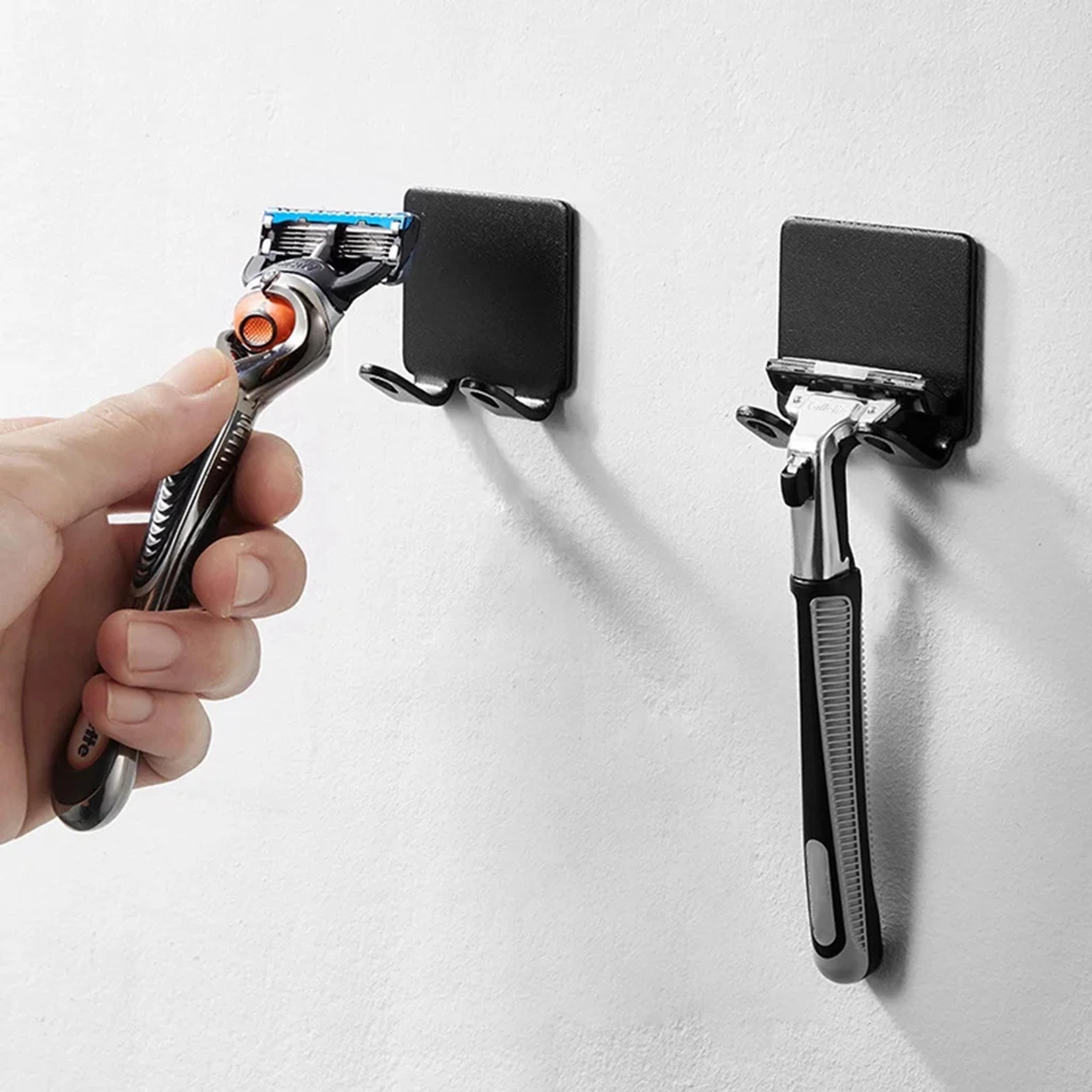 punch free wall mounted razor holder space saving bathroom shaver organizer